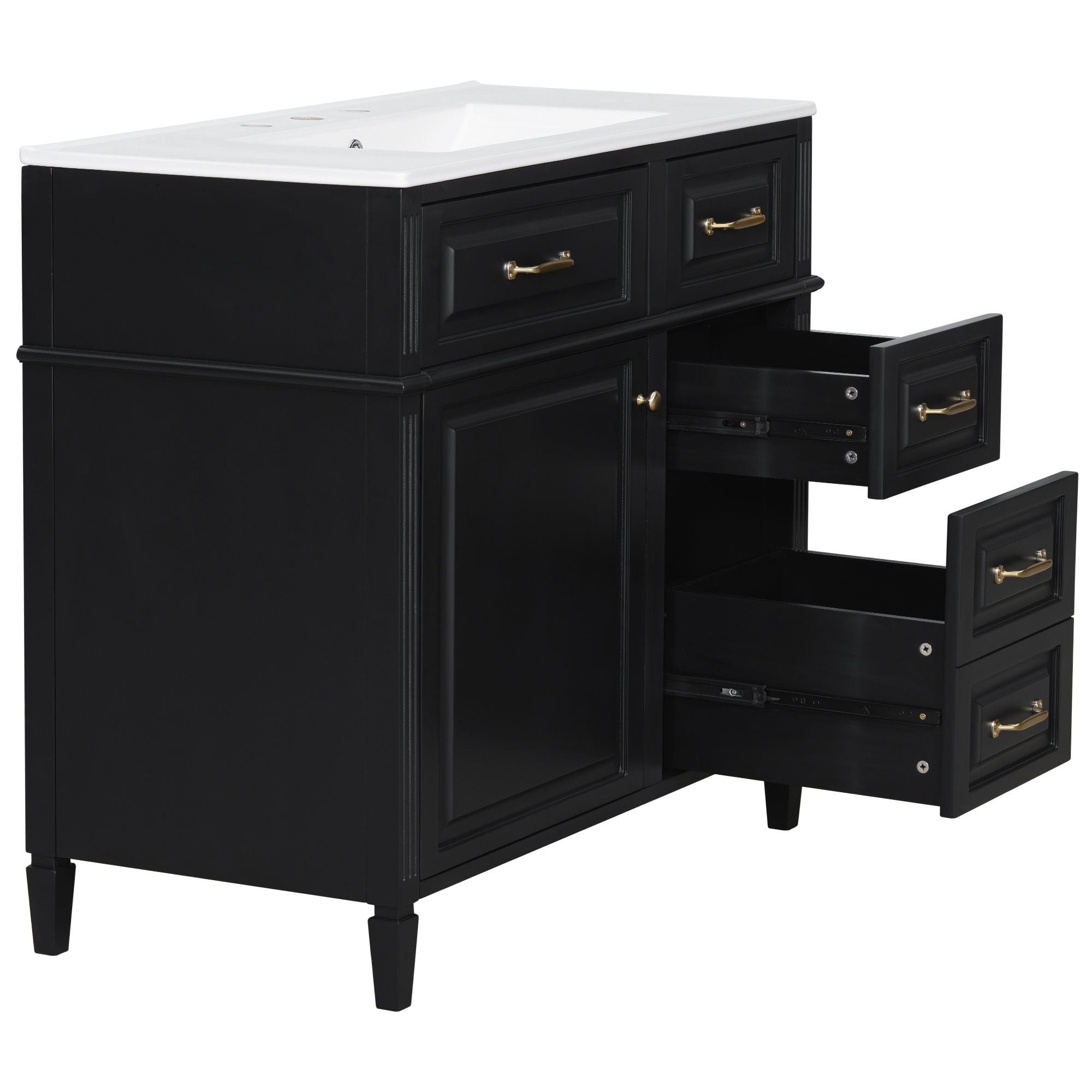 Modern Bathroom Vanity With Sink Top, Flip Drawer Design