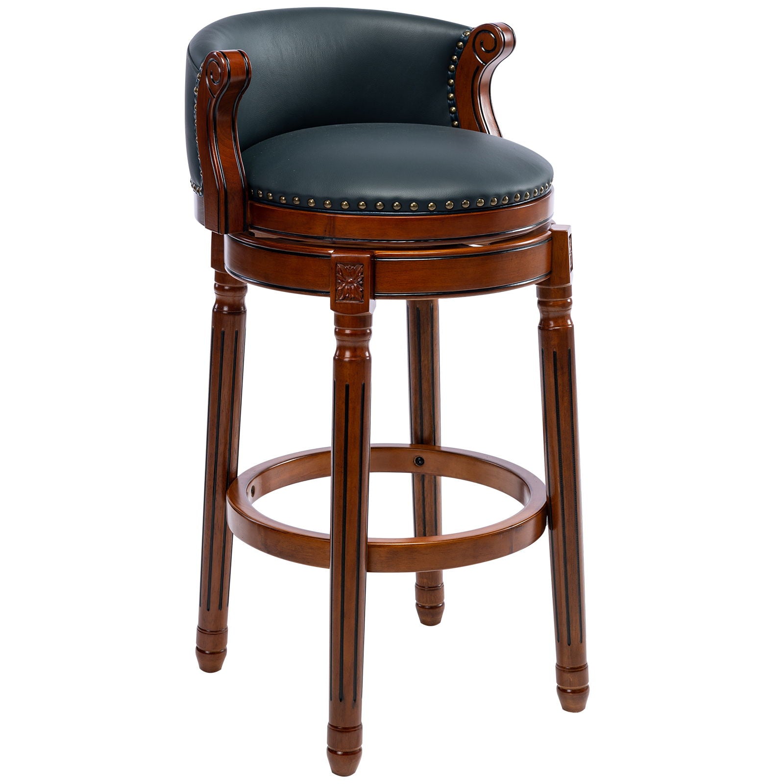 29.5'' Cow Top Wooden Bar Stool, 360 Degree Swivel Bar Height Chair With Backs For Home Kitchen Counter
