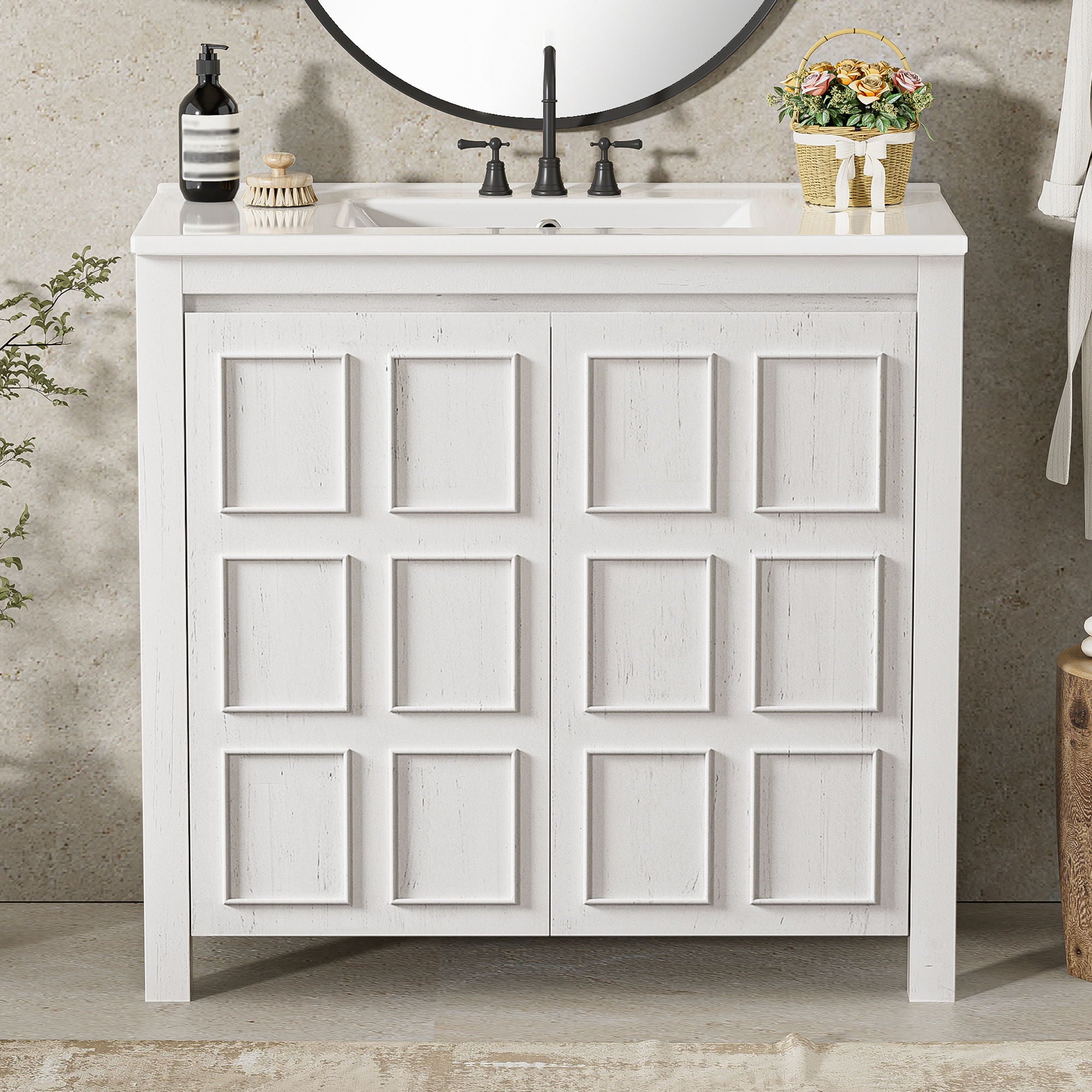 Bathroom Vanity Organizer With Sink, Combo Cabinet Set, Bathroom Storage Cabinet