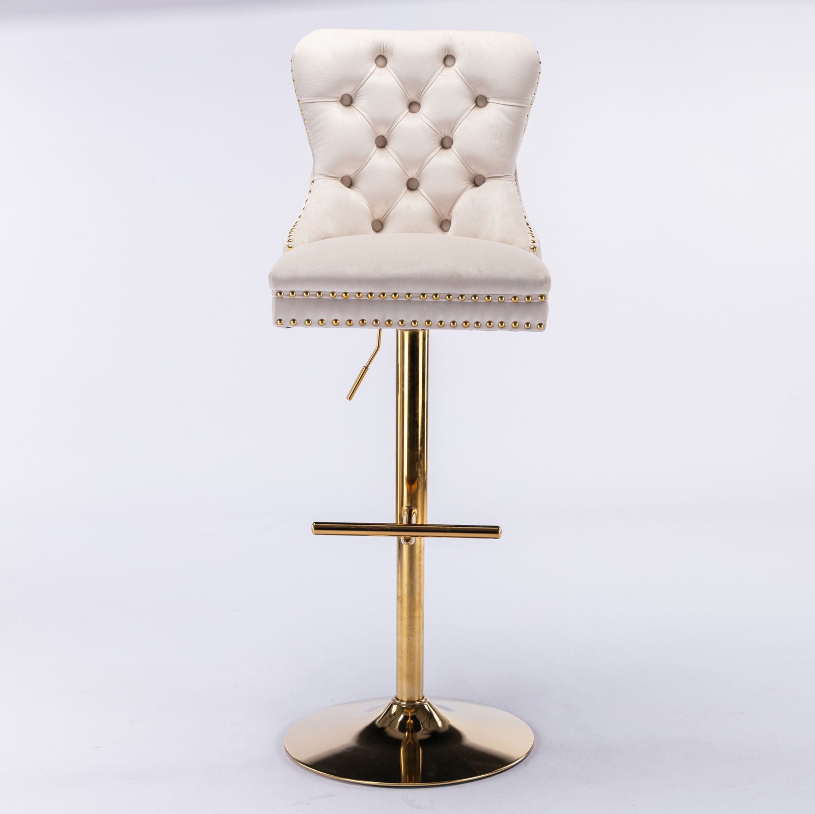 Thick Swivel Barstools Adjusatble Seat Height From 25-33", Modern Upholstered Bar Stools With Backs Comfortable Tufted For Home Pub And Kitchen Island (Set of 2)
