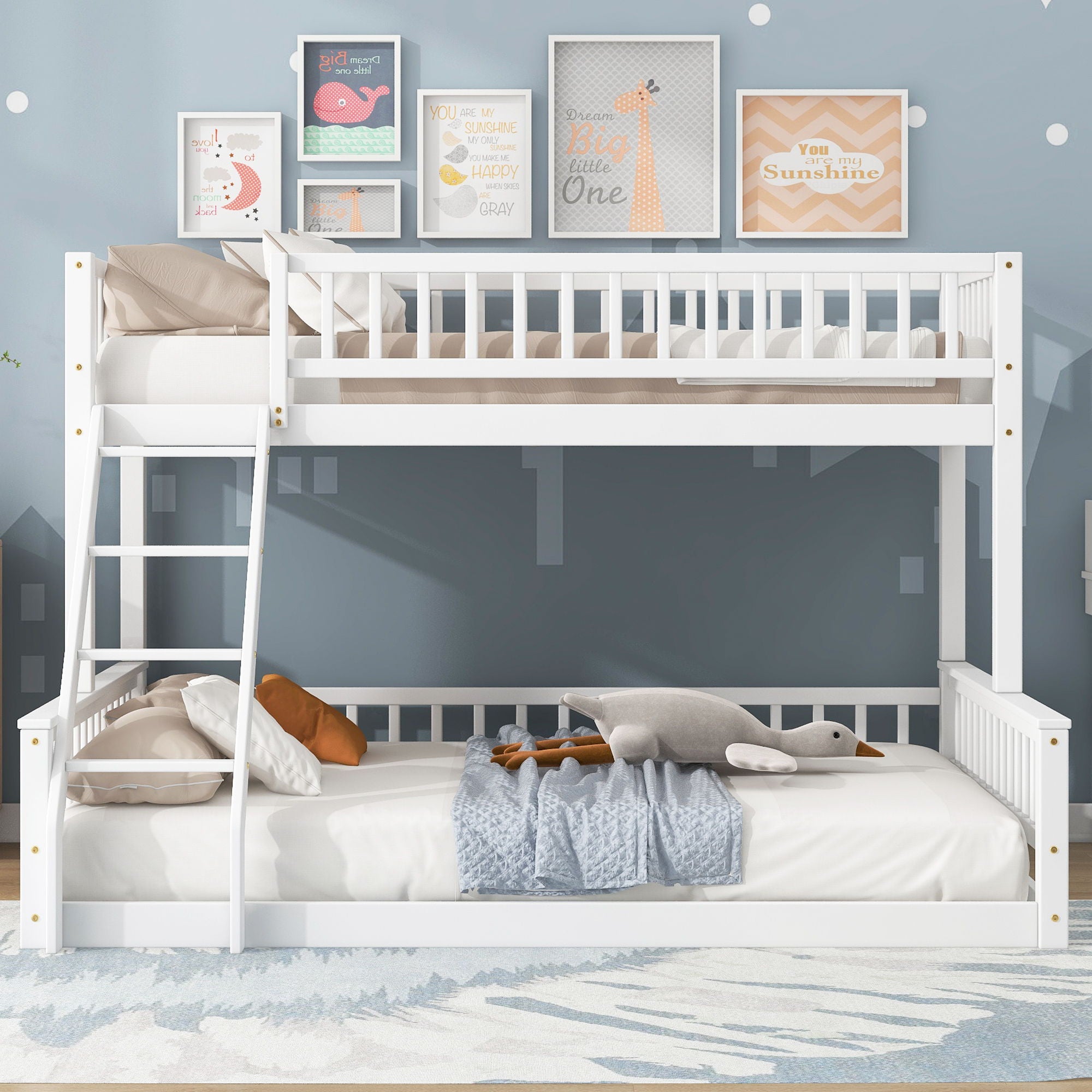 Bunk Bed With Ladder And Guardrails