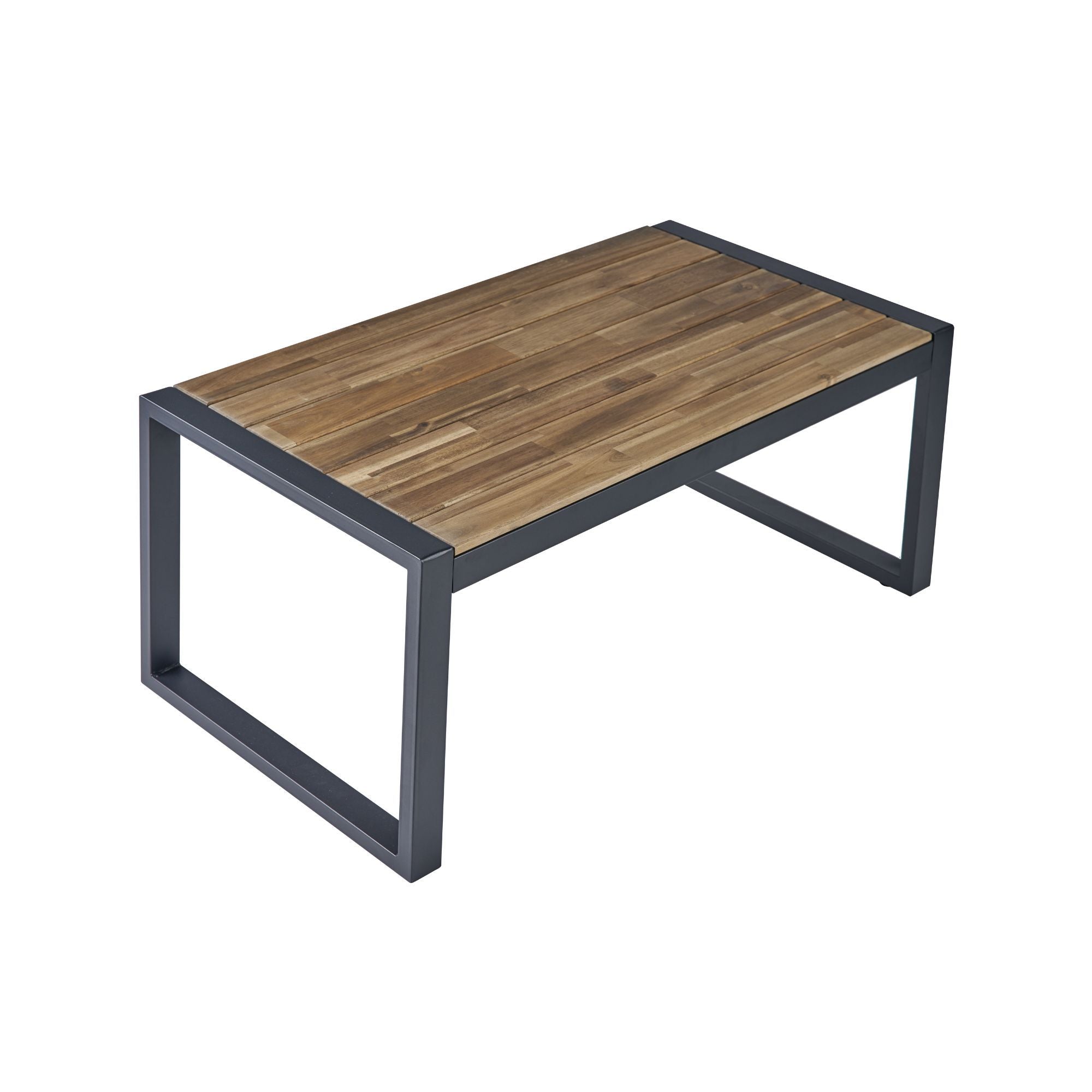 4 Piece Patio Furniture Set With Acacia Wood Table Top And Cushions