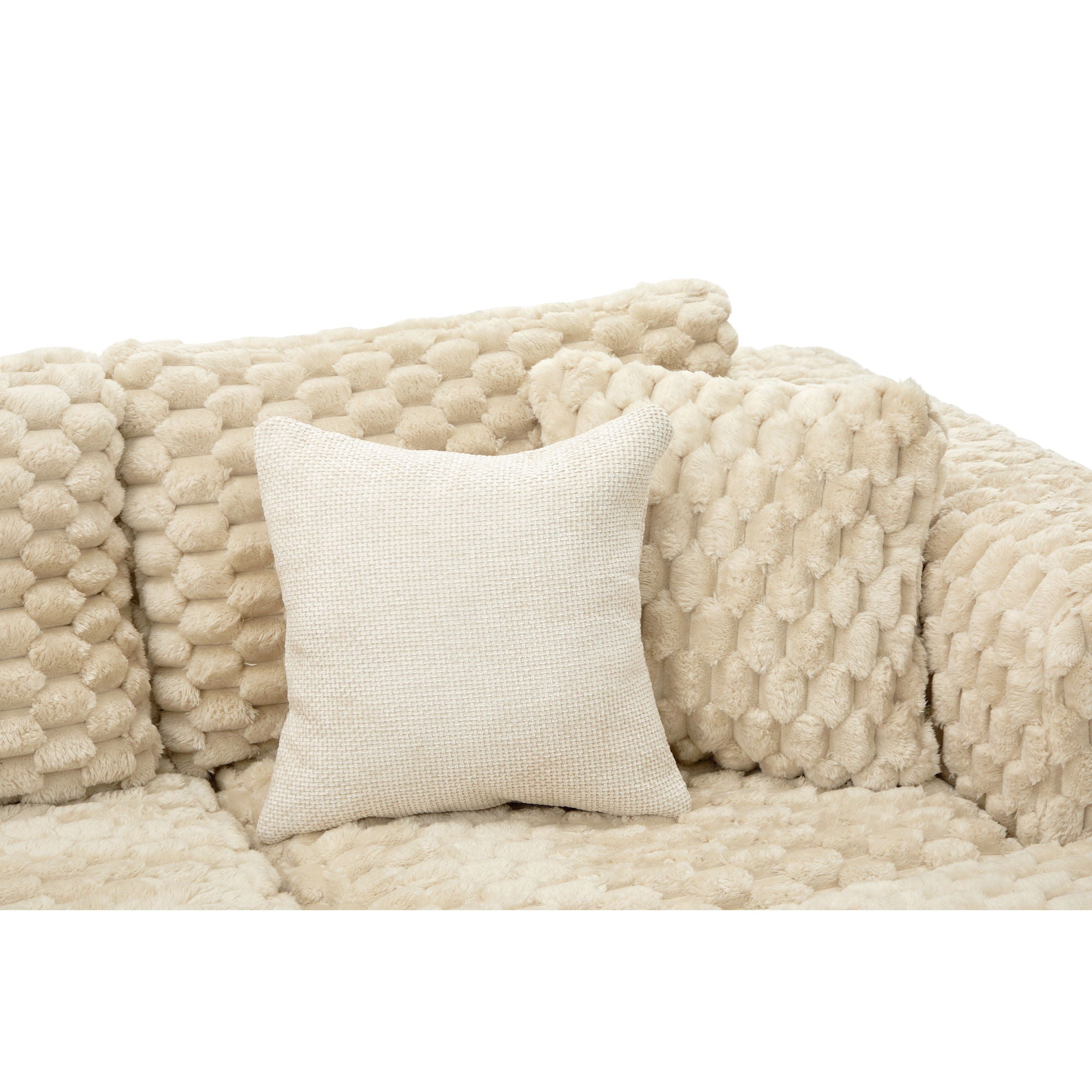 Modular Sectional Sofa, Boneless Couch With 2 Movable Ottomans