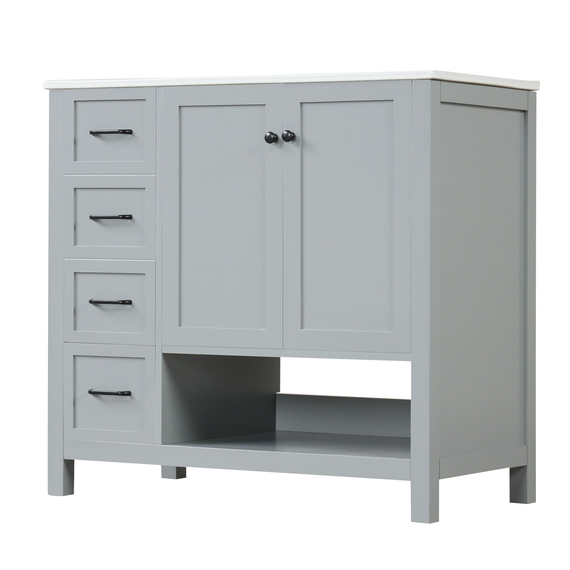 Modern Bathroom Vanity With Sink Top, 2 Doors And 2 Drawers
