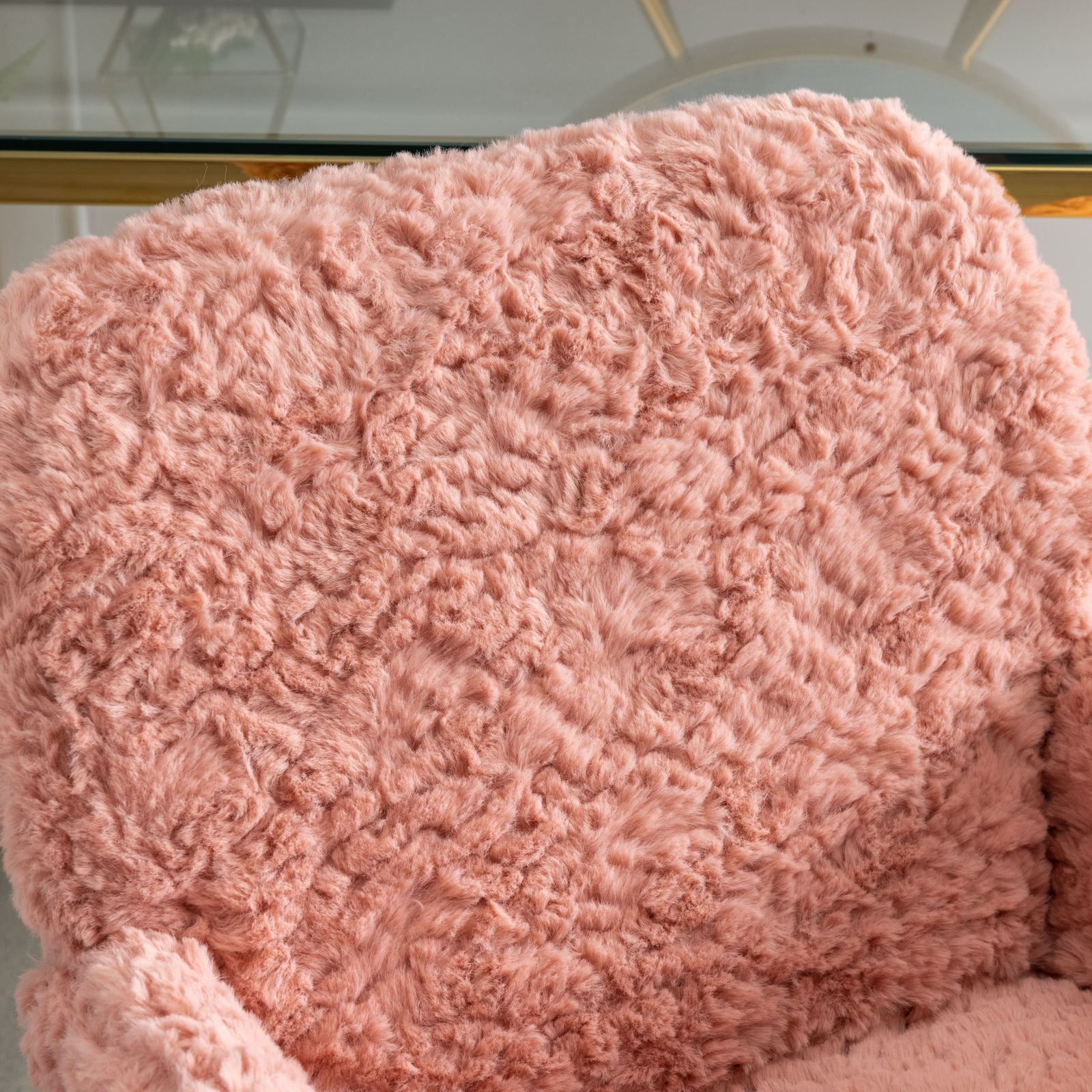 Office Chair, Artificial Rabbit Hair Home Office Chair With Metal Base, Adjustable Desk Chair Swivel Office Chair, Vanity Chair