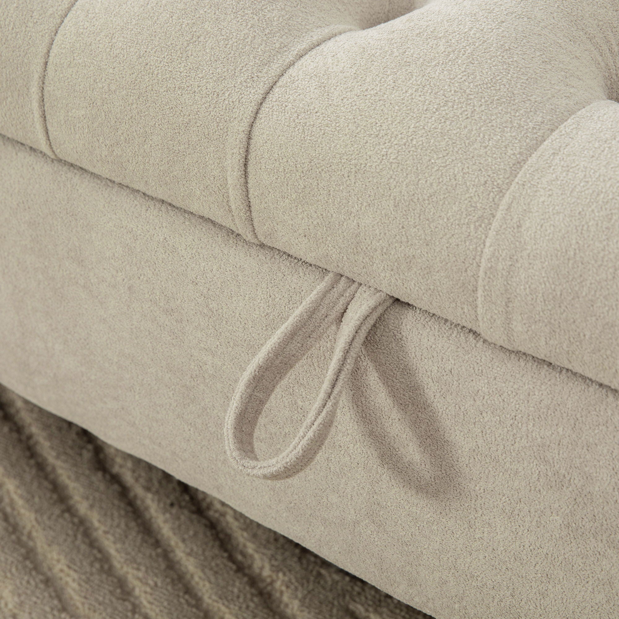 Napped Storage Bench With Rolled Armrest - Griege