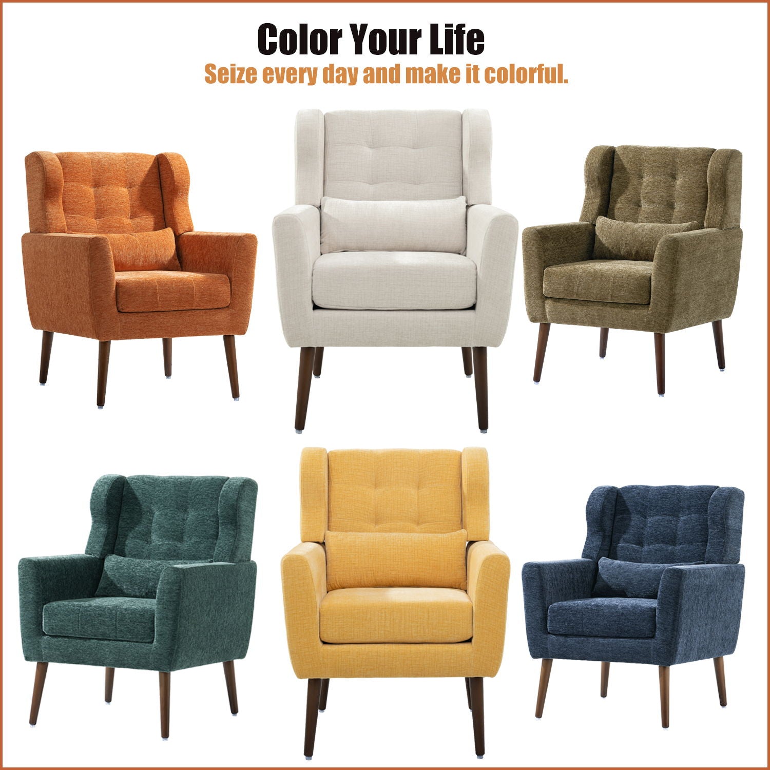 Modern Accent Chair Upholstered Foam Filled Living Room Chairs Comfy Reading Chair Mid-Century Modern Chair With Fabric Lounge Arm Chairs Armchair For Living Room Bedroom
