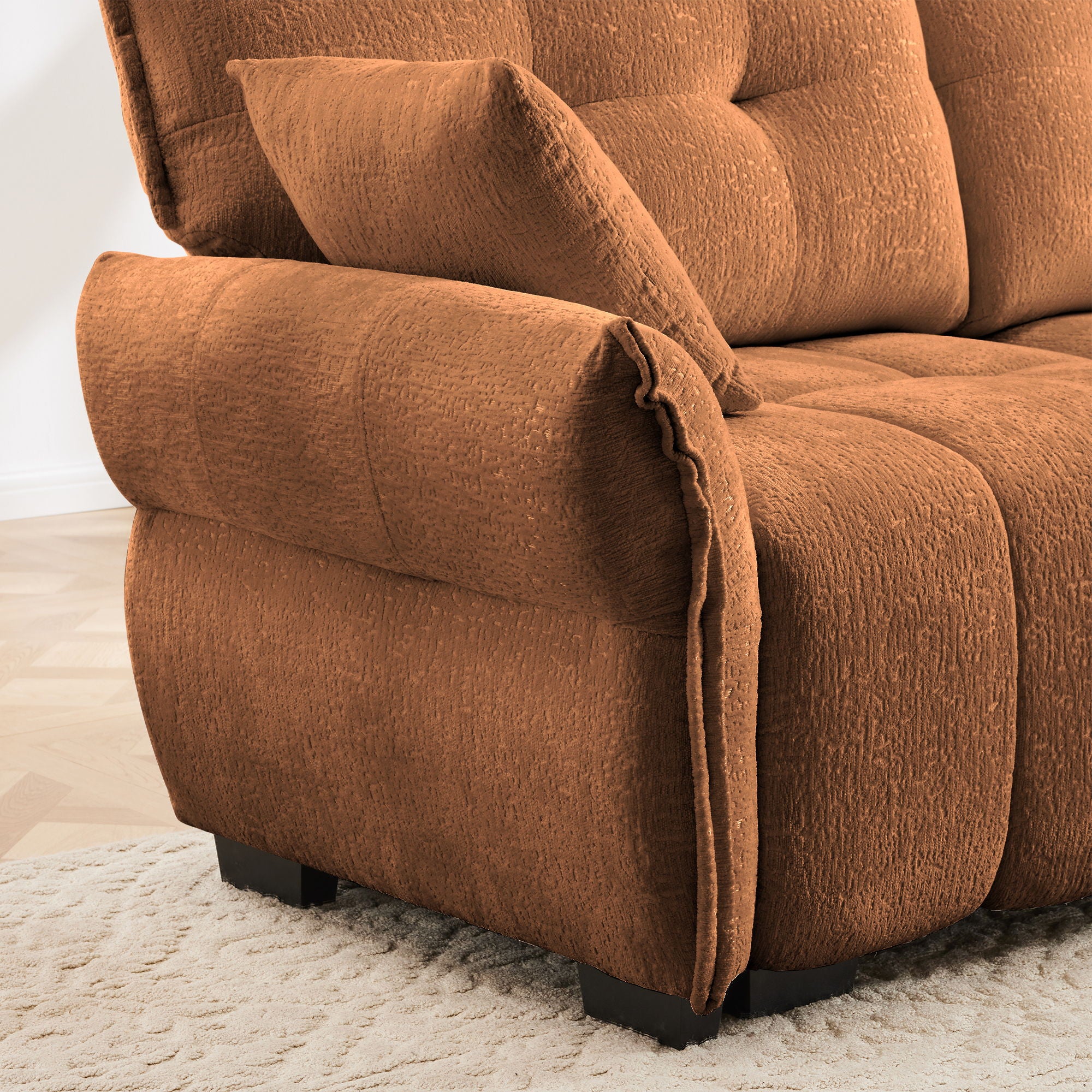 Modern Sofa & Pillows, Textured Cover, High Rebound Cushions