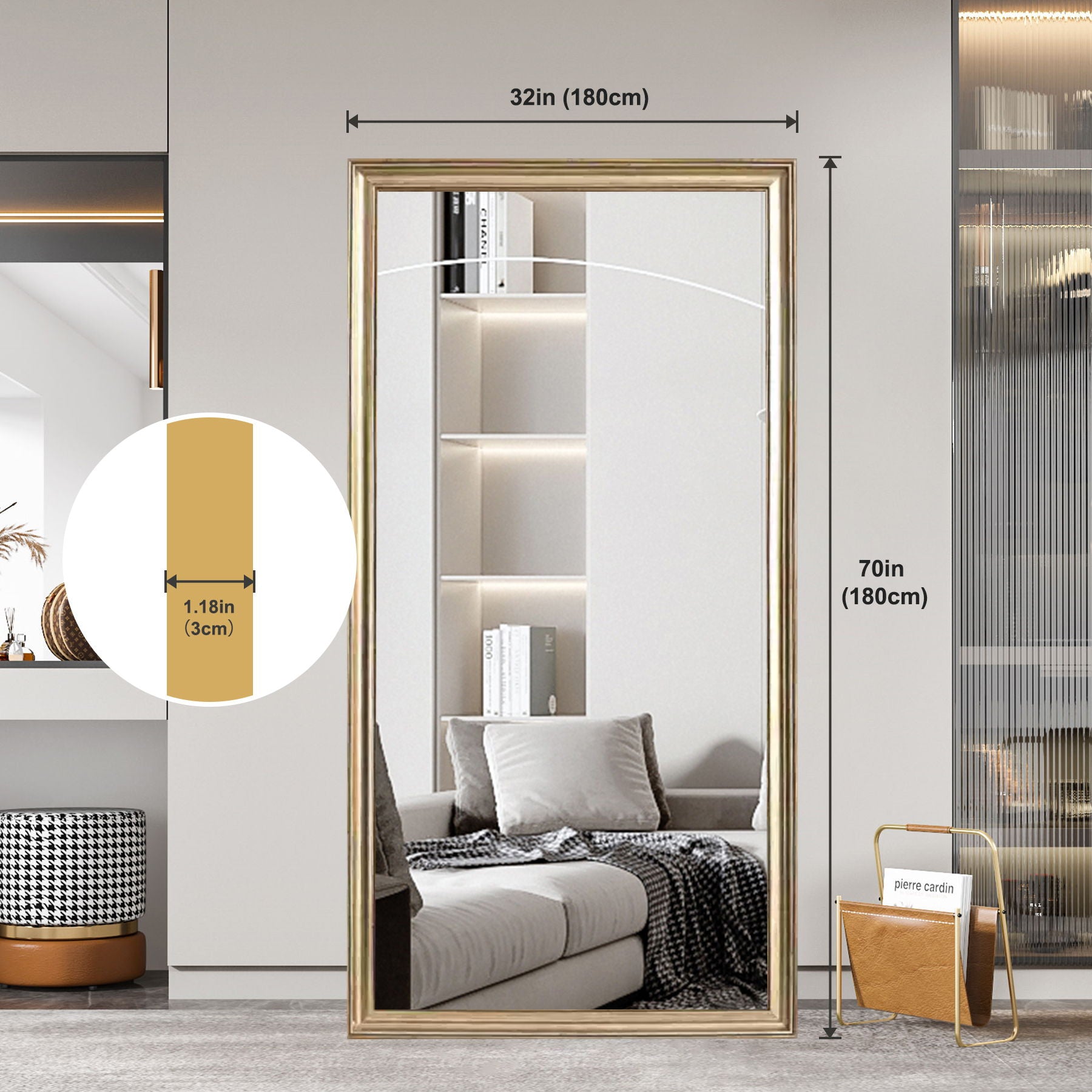 Full-Body Floor Mirror With Frame