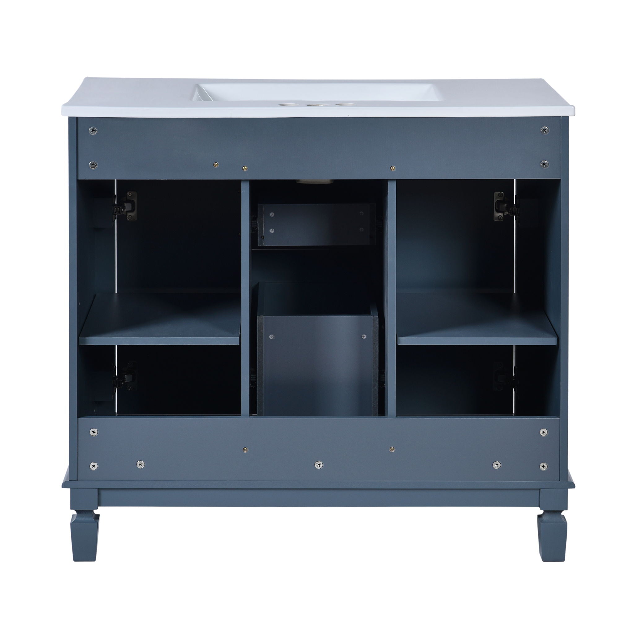 36" Bathroom Vanity With Top Sink, Basin On Cabinet With 2 Soft Closing Doors And 2 Drawers - Blue