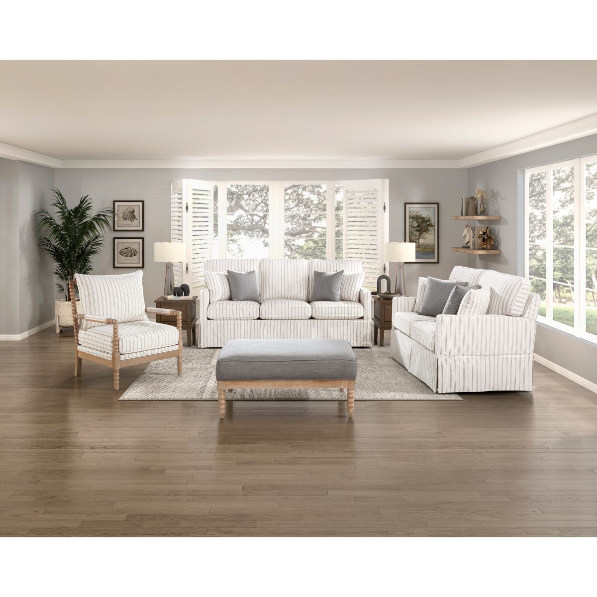 Hampstead - Sofa - White & Gray Stripe