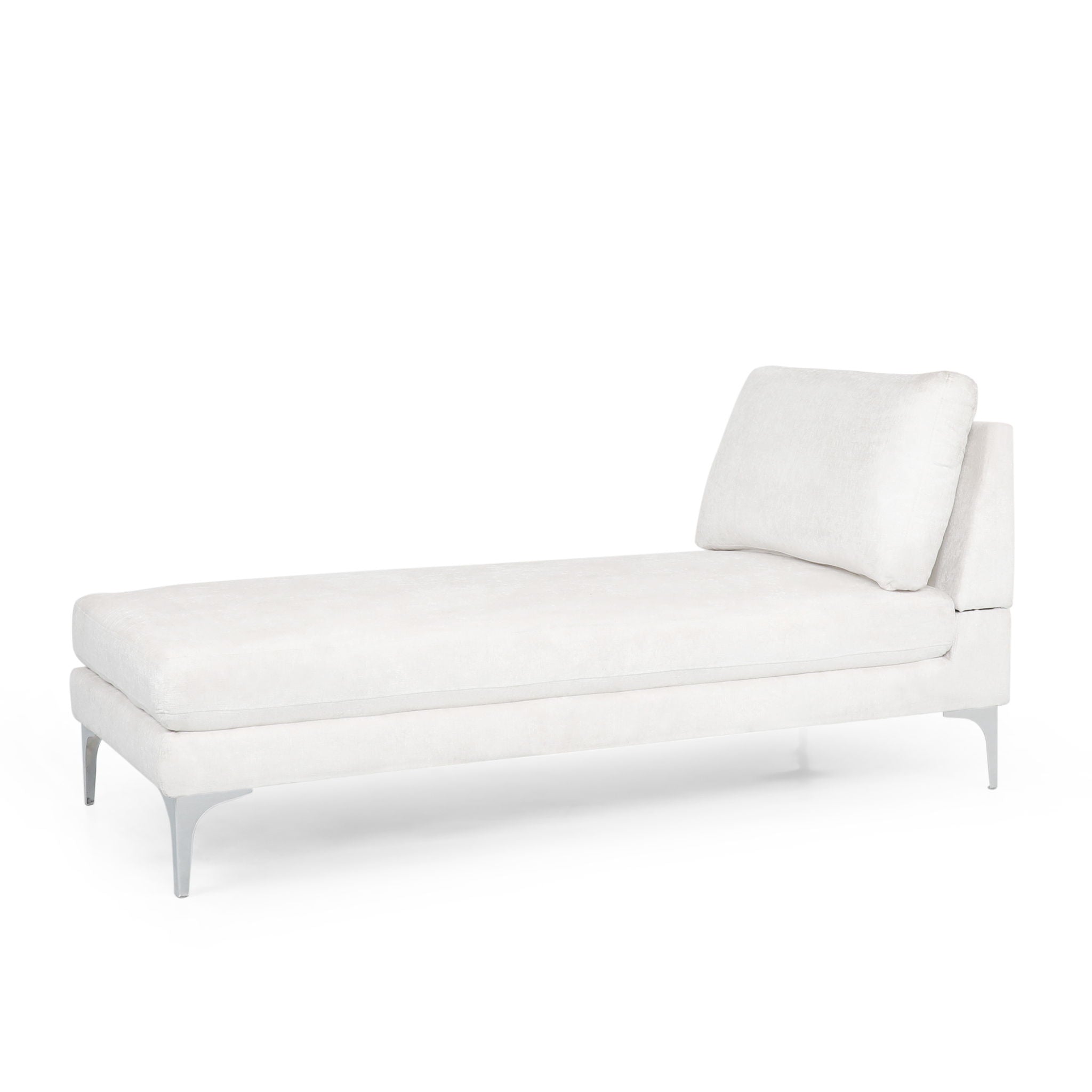 Fabric Upholstered Chaise Lounge With Iron Bracket Legs
