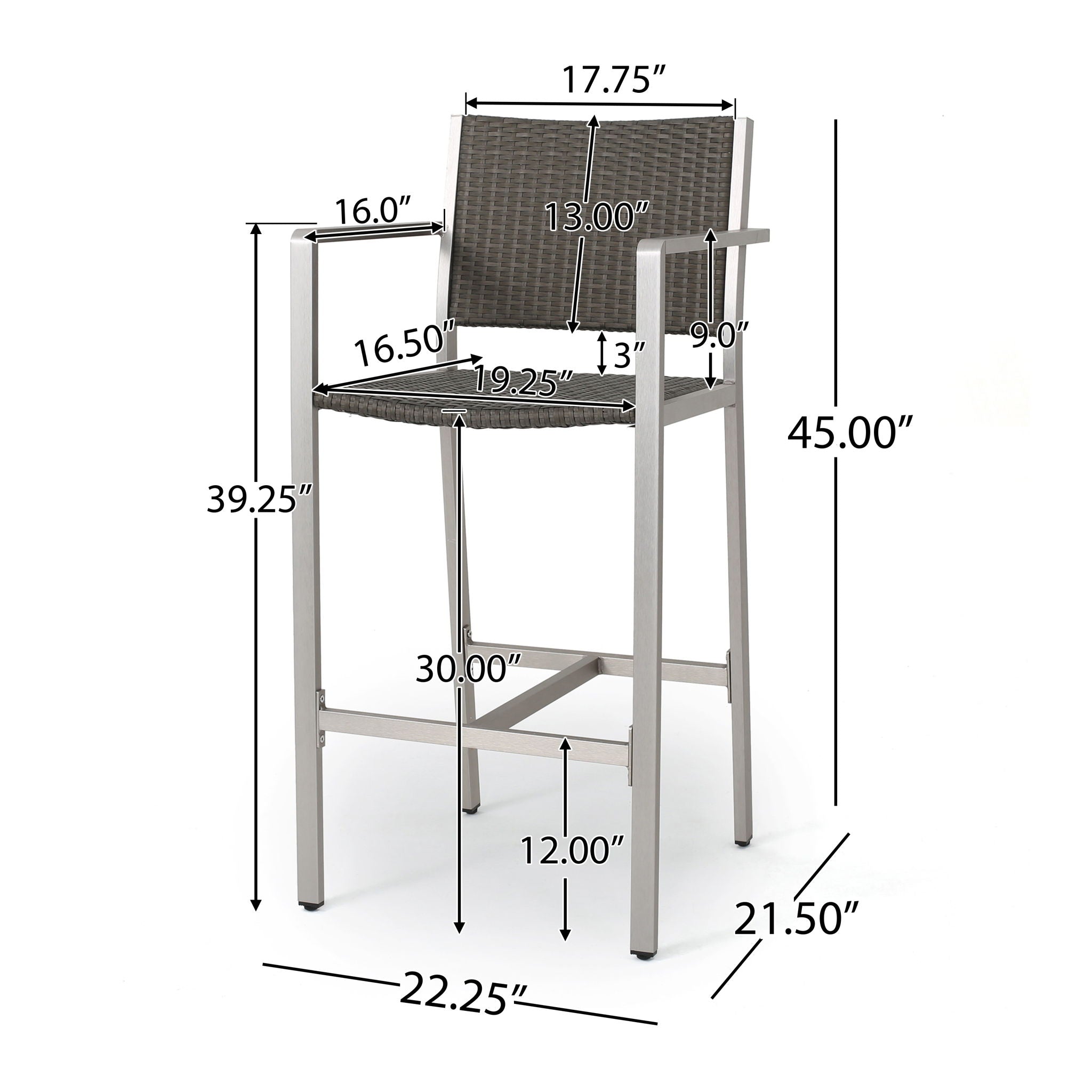 Outdoor Rust Proof Aluminum Barstools (Set of 2)