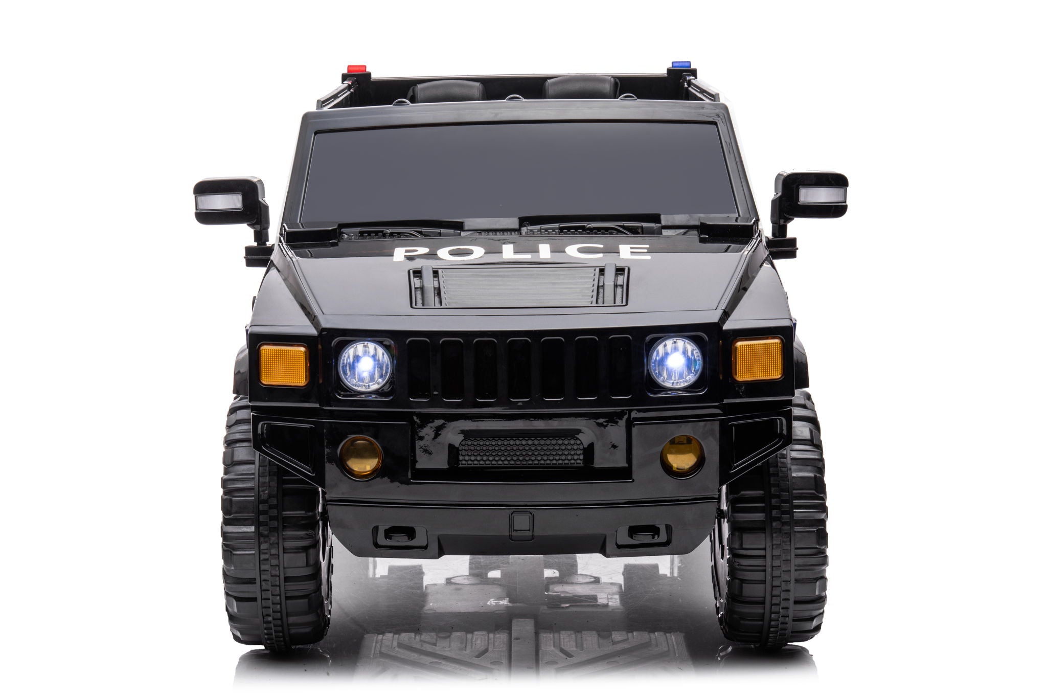 12V7A 30W*2 Four-Wheel Drive Seat One Button Start, Forward And Backward, High And Low Speed, Music, Front Light, Power Display, Two Doors Can Open, 2.4G R / C, Seat Belt Four Wheel Absorber