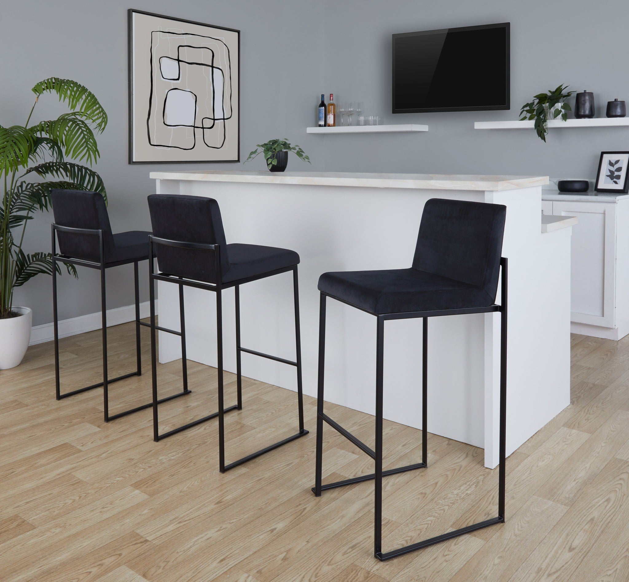 Fuji - Contemporary High Back Barstool Elegant Design