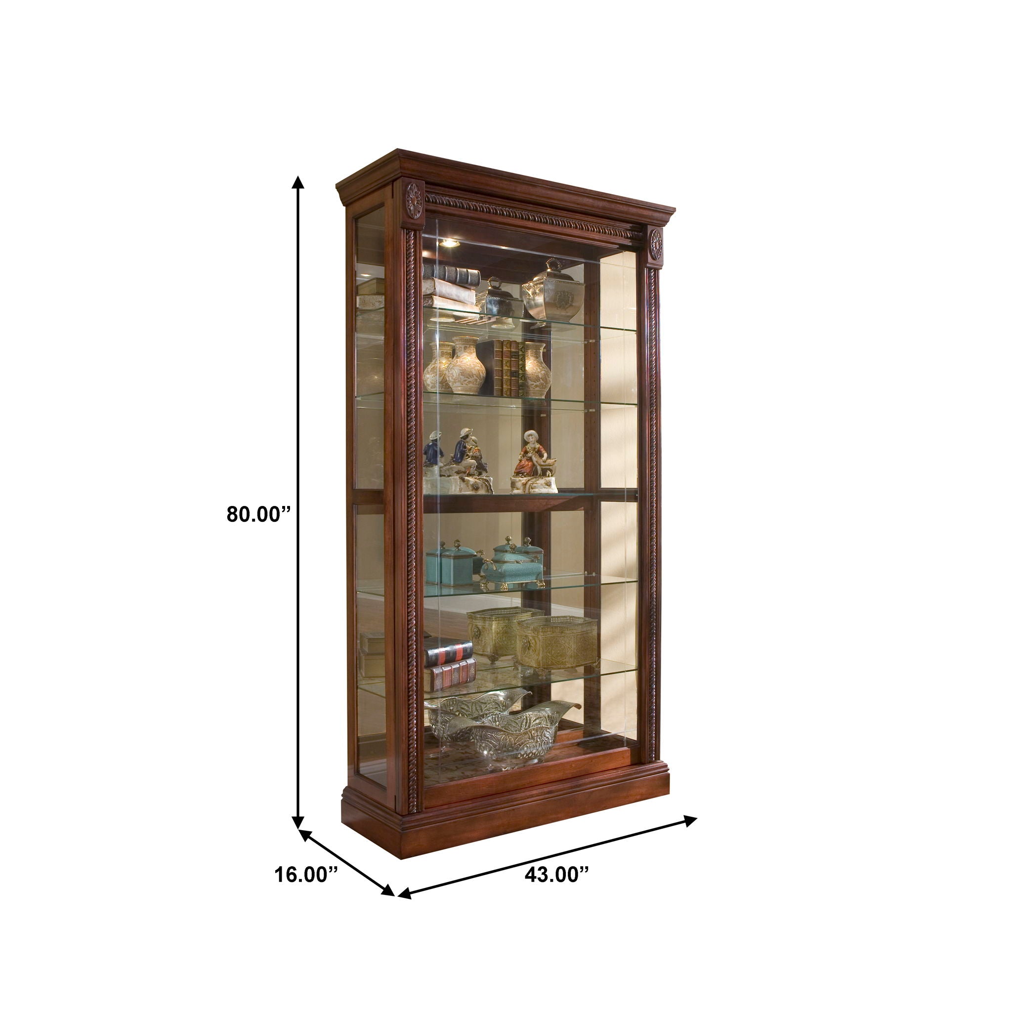 PFC Curios - Lighted Sliding Door 5 Shelf Curio Cabinet