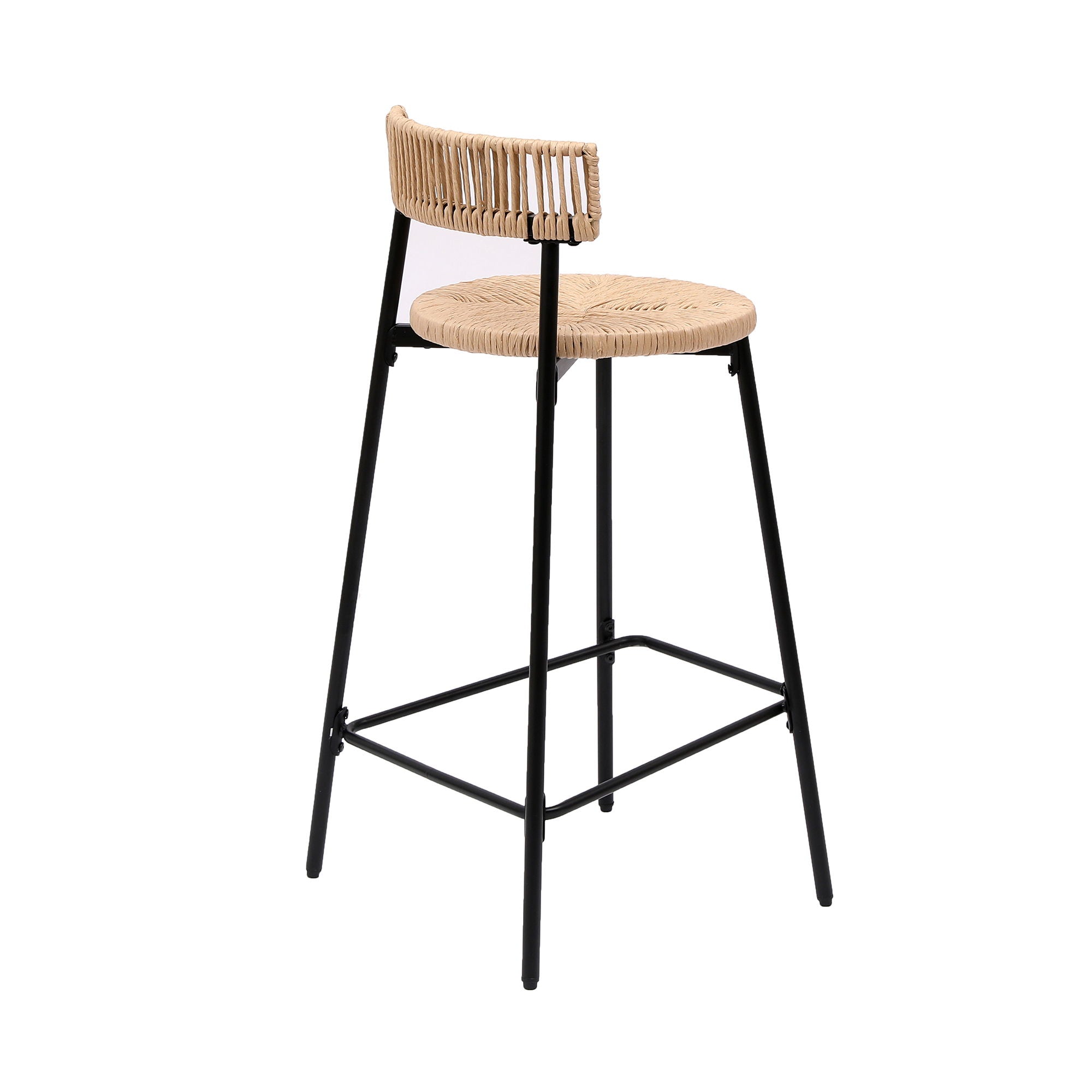 Boho Style Handwoven Paper Rope Counter Stools (Set of 2)