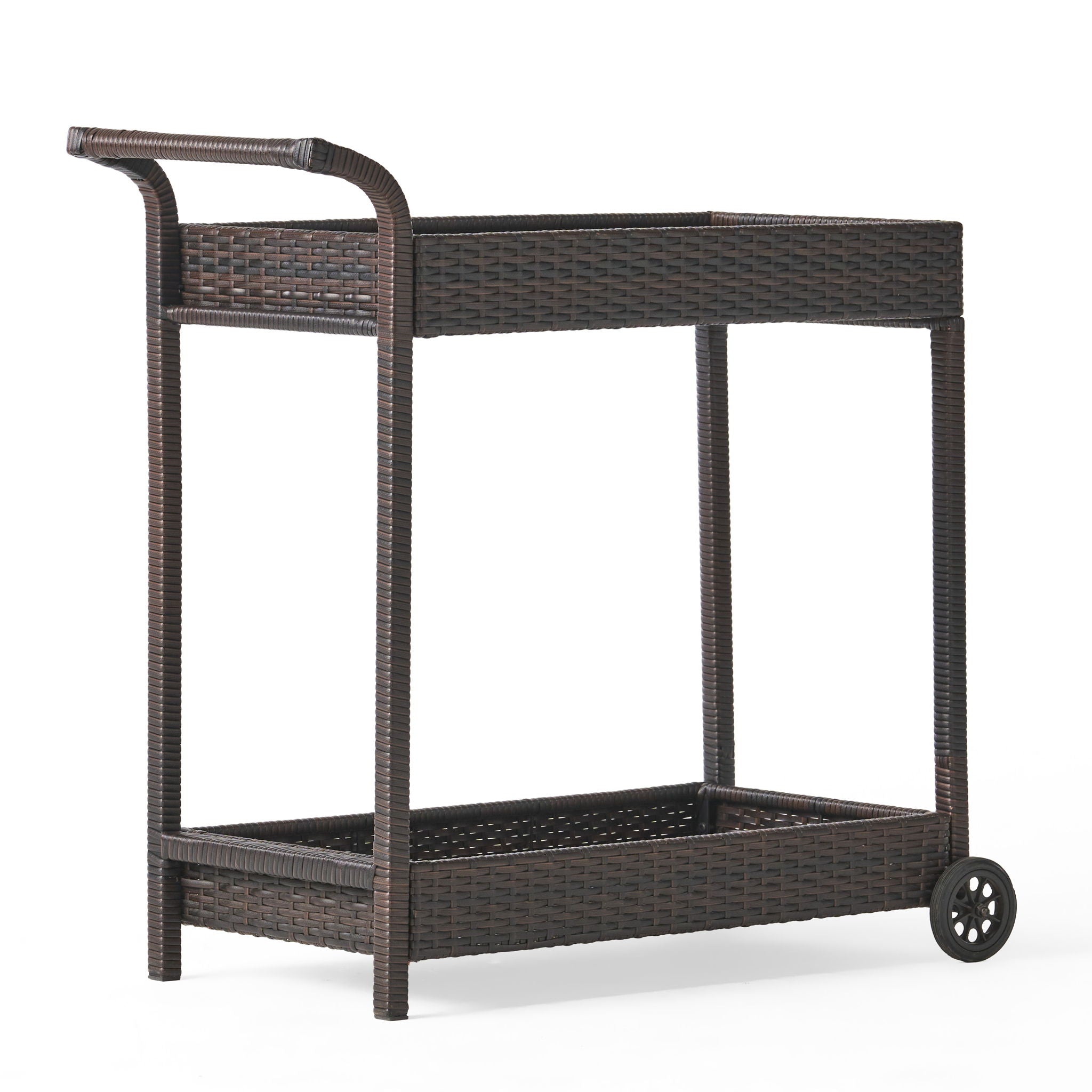 Resin Wicker Bar Cart With Metal Frame - Brown