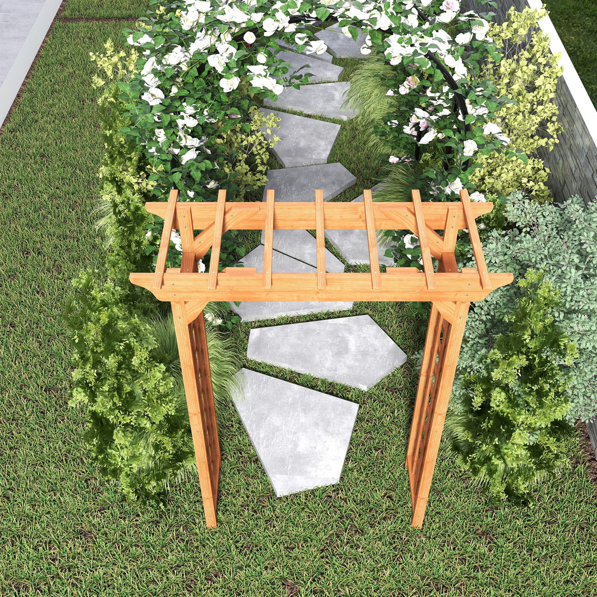 Arbor, Wedding Arch For Ceremony, Trellis For Plant Climbing, Christmas Decor Pergola For Garden Backyard - Yellow