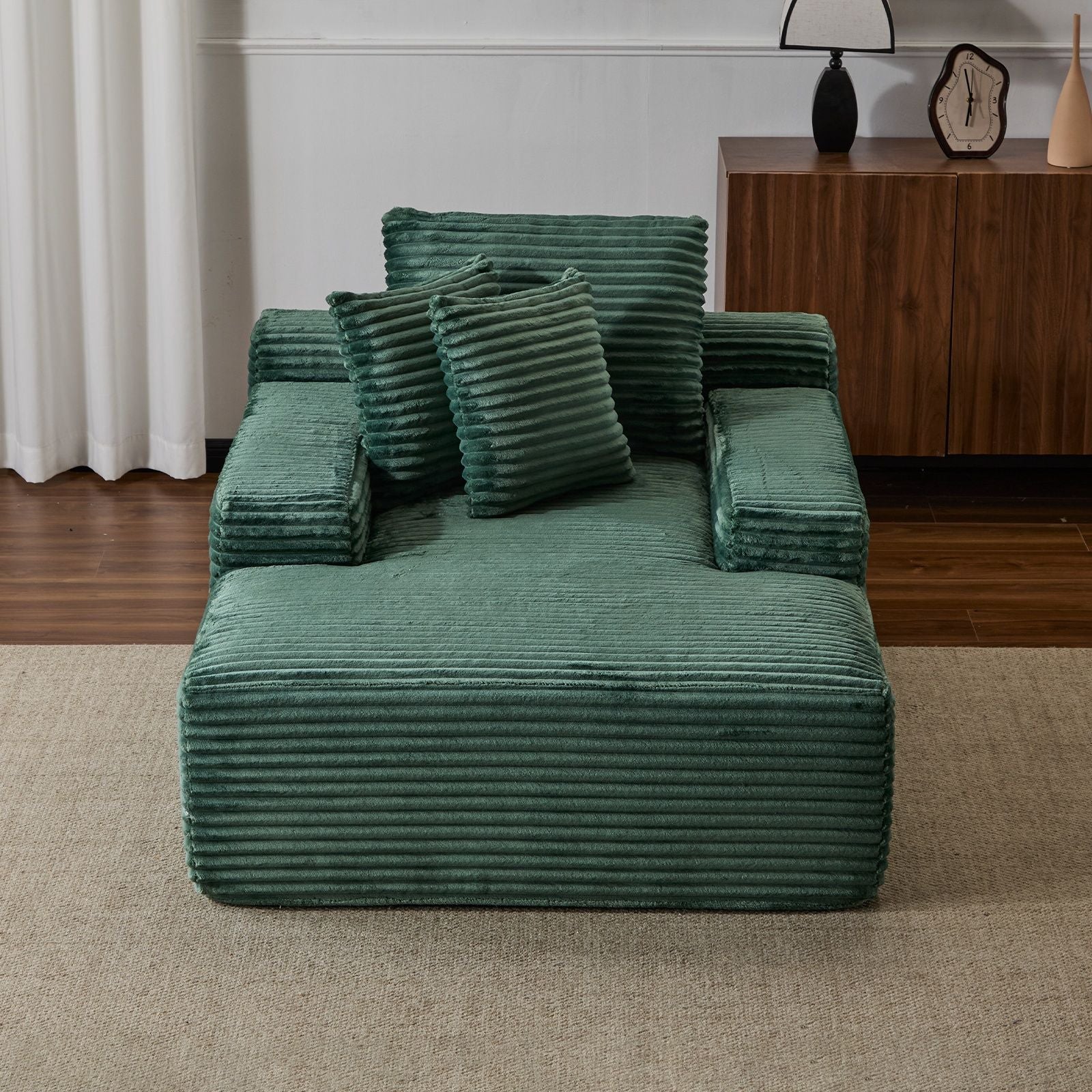 Oversized Chaise Lounge Chair Cozy Cloud Couch With 3 Throw Pillows And Wide Armrest