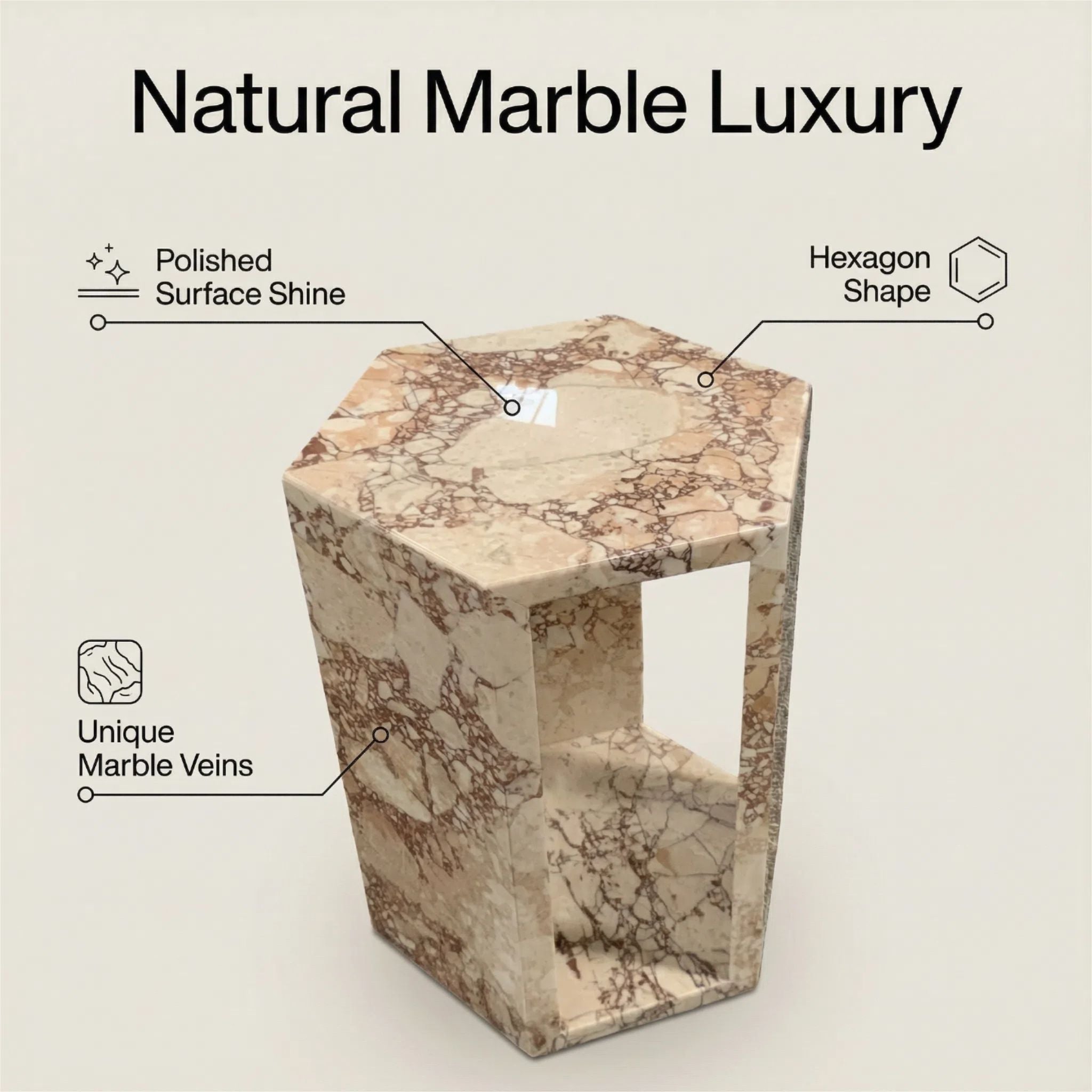 Modern Minimalist Hexagon Side Table