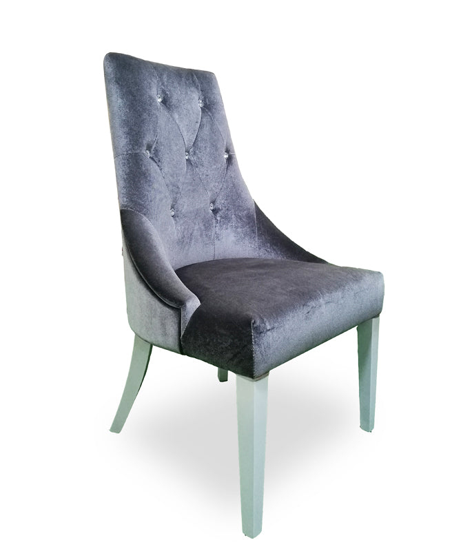 Charlotte - Grey Velour & White High Gloss Dining Chair (Set of 2)