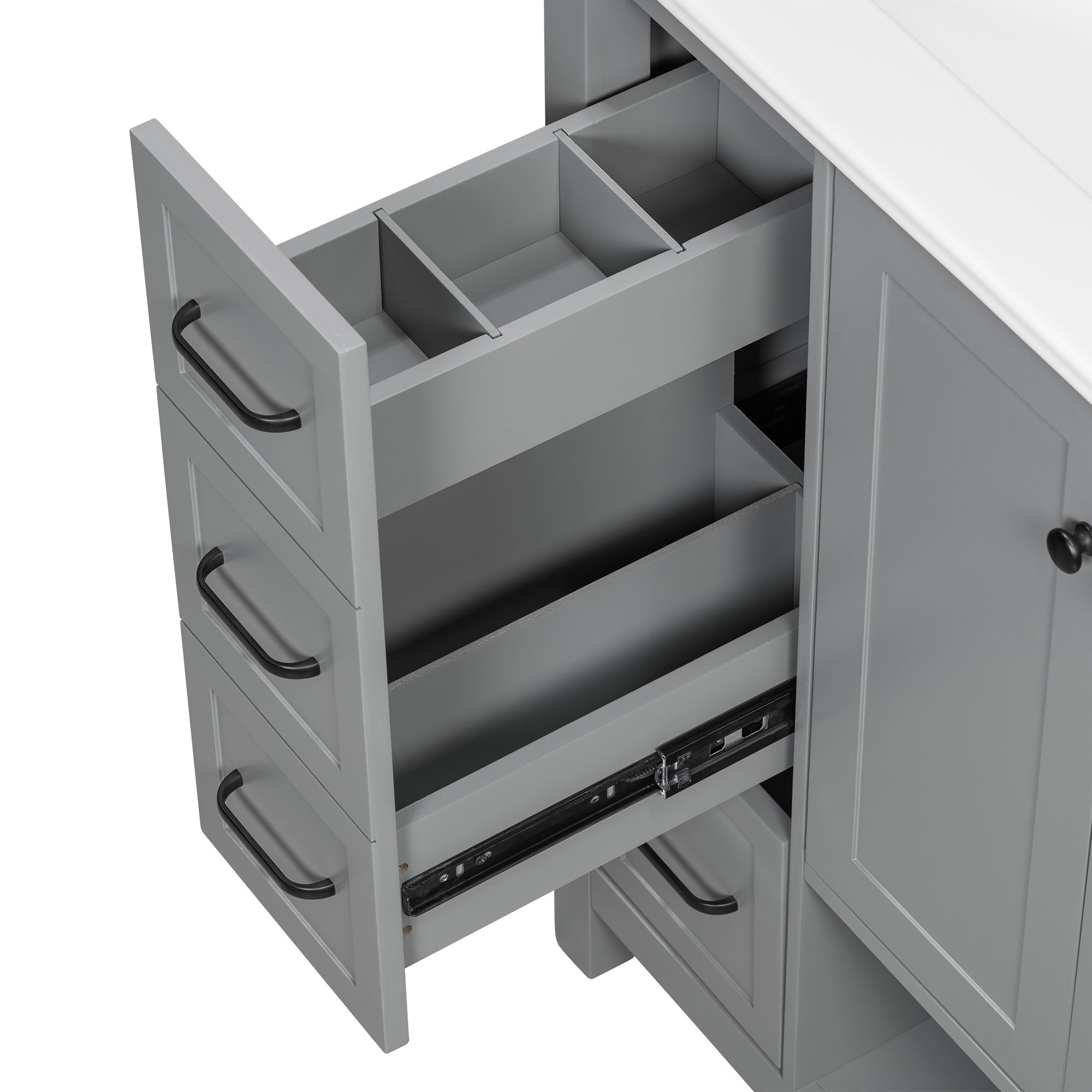 Bathroom Vanity With Sink Top, Bathroom Vanity Cabinet With 2 Doors And 2 Drawers, Open Shelf