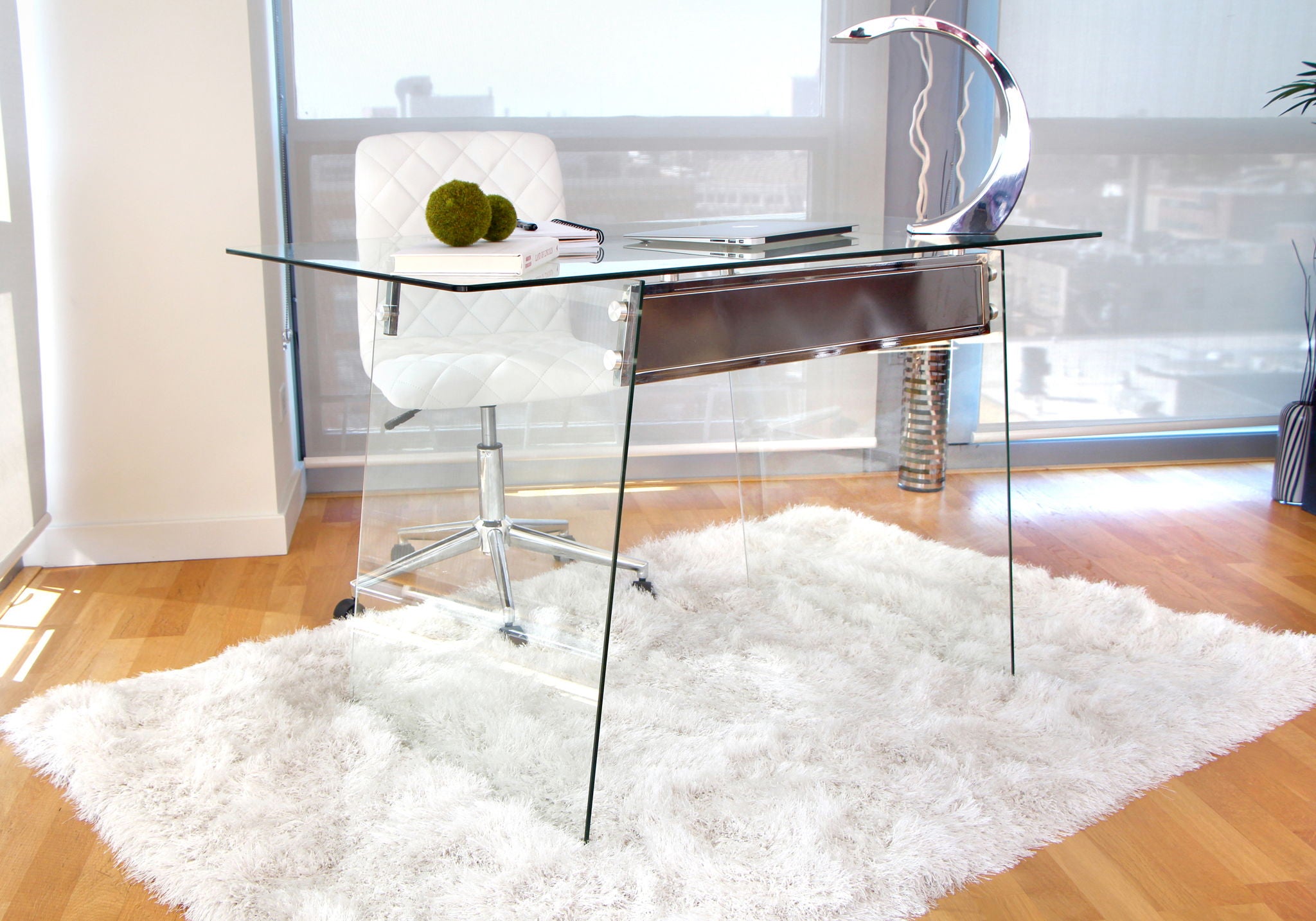 Glacier - Contemporary Desk - Clear / Chrome