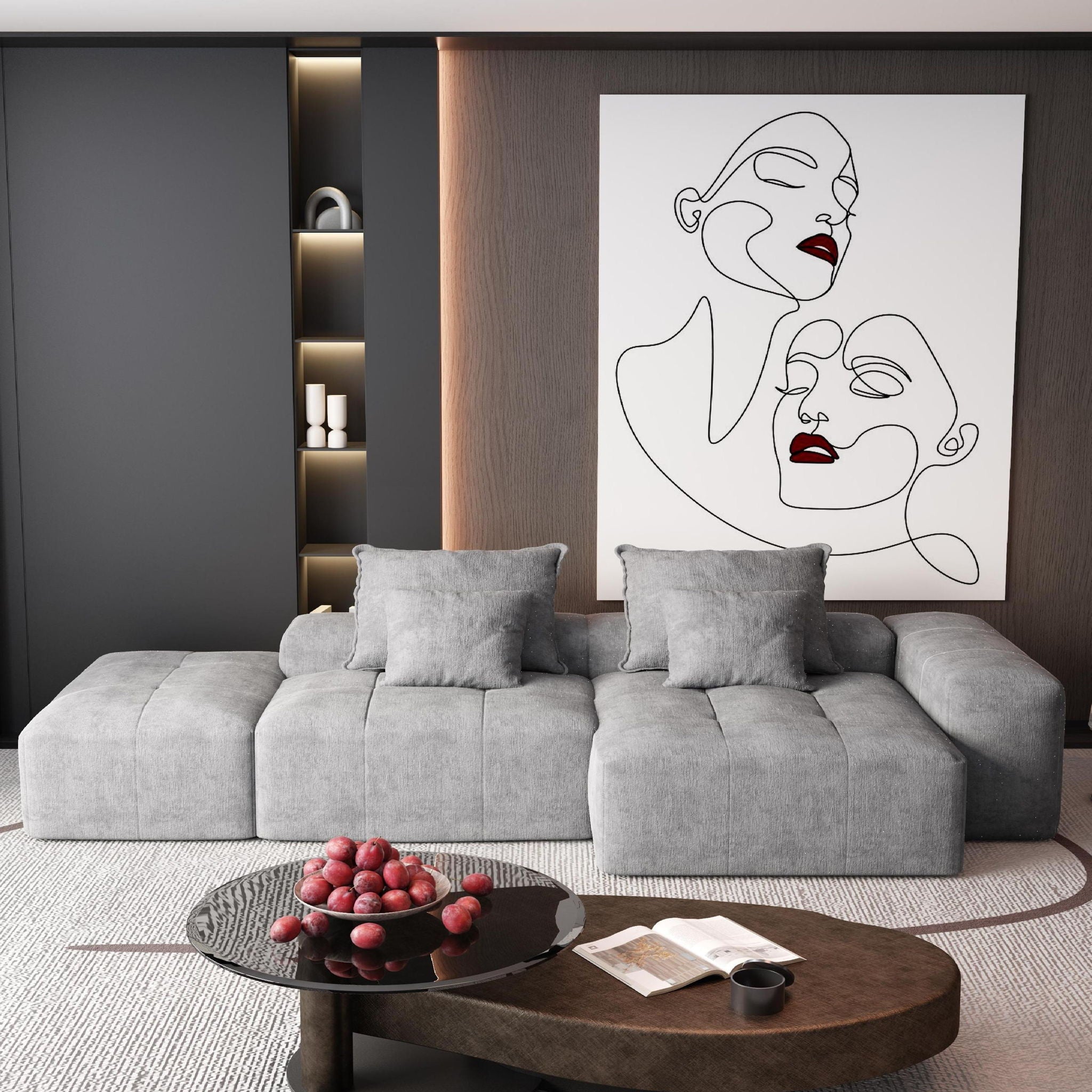 Modern Oversized Diy Combination Modular Sectional Sofa With Pillows