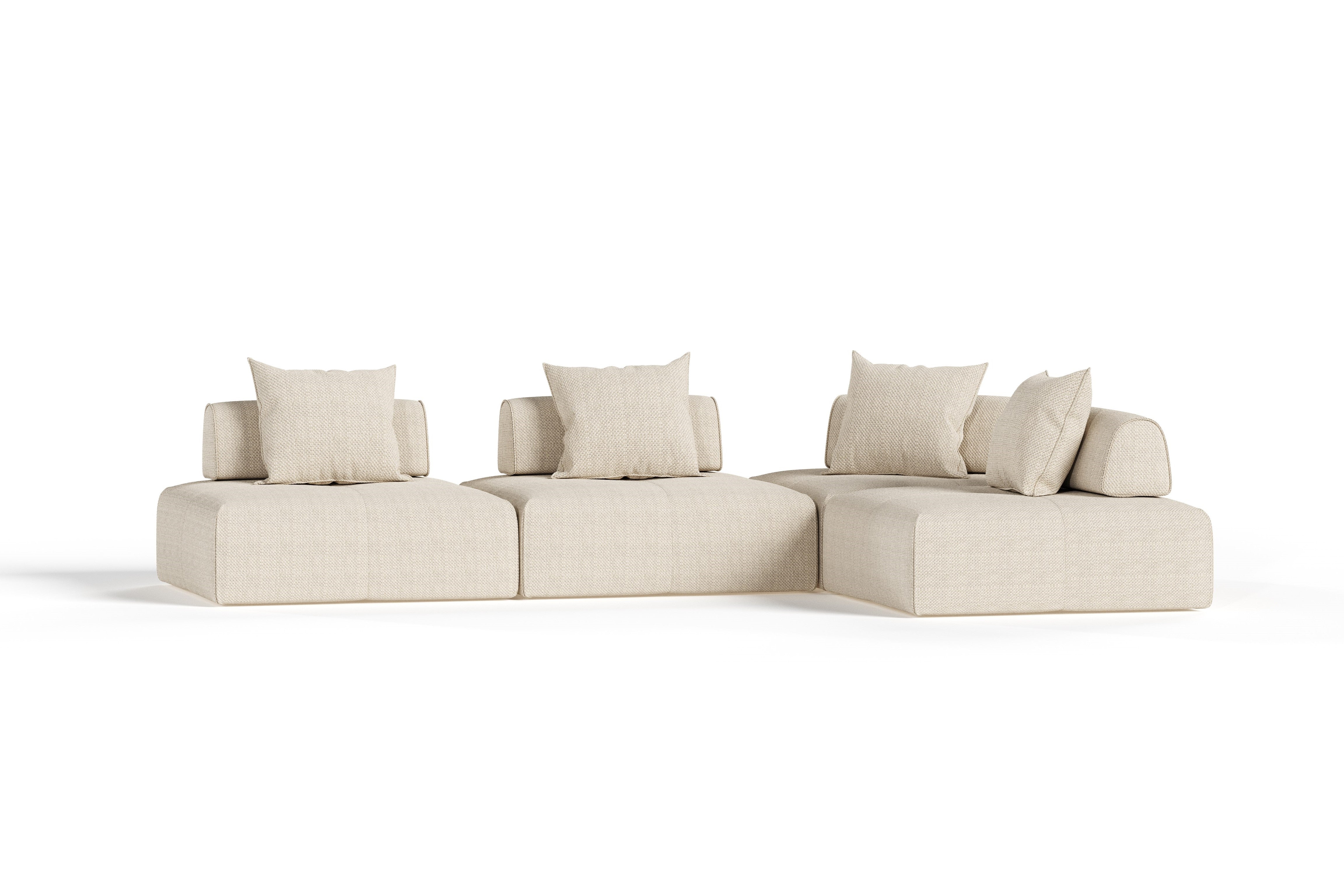 Divani Casa Mondo - Modern Modular Beige Fabric Sectional Sofa-4-Piece Sectional