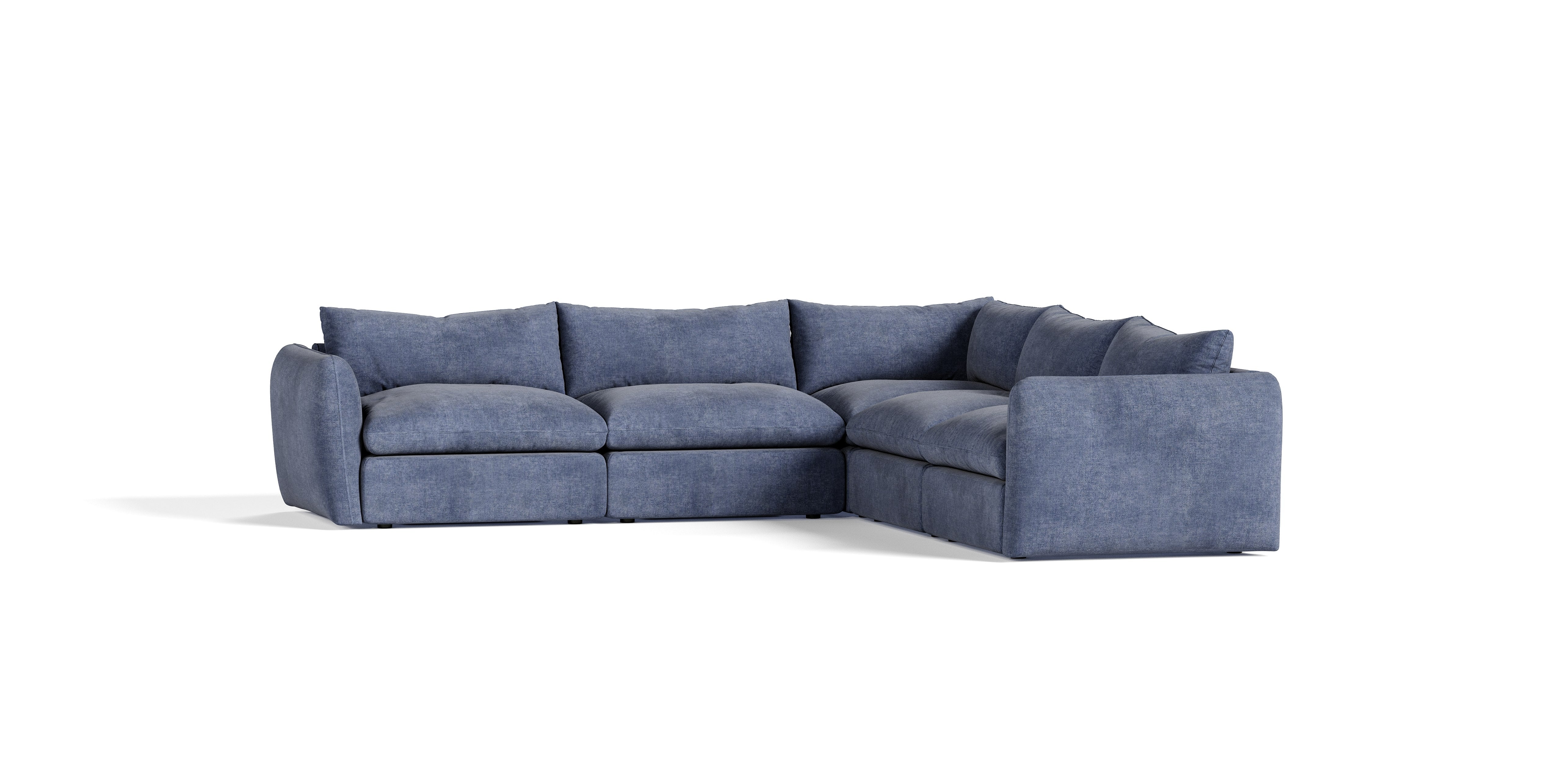Divani Casa Kinsey - Modern Blue Fabric Modular Sectional Sofa-5-Piece Sectional
