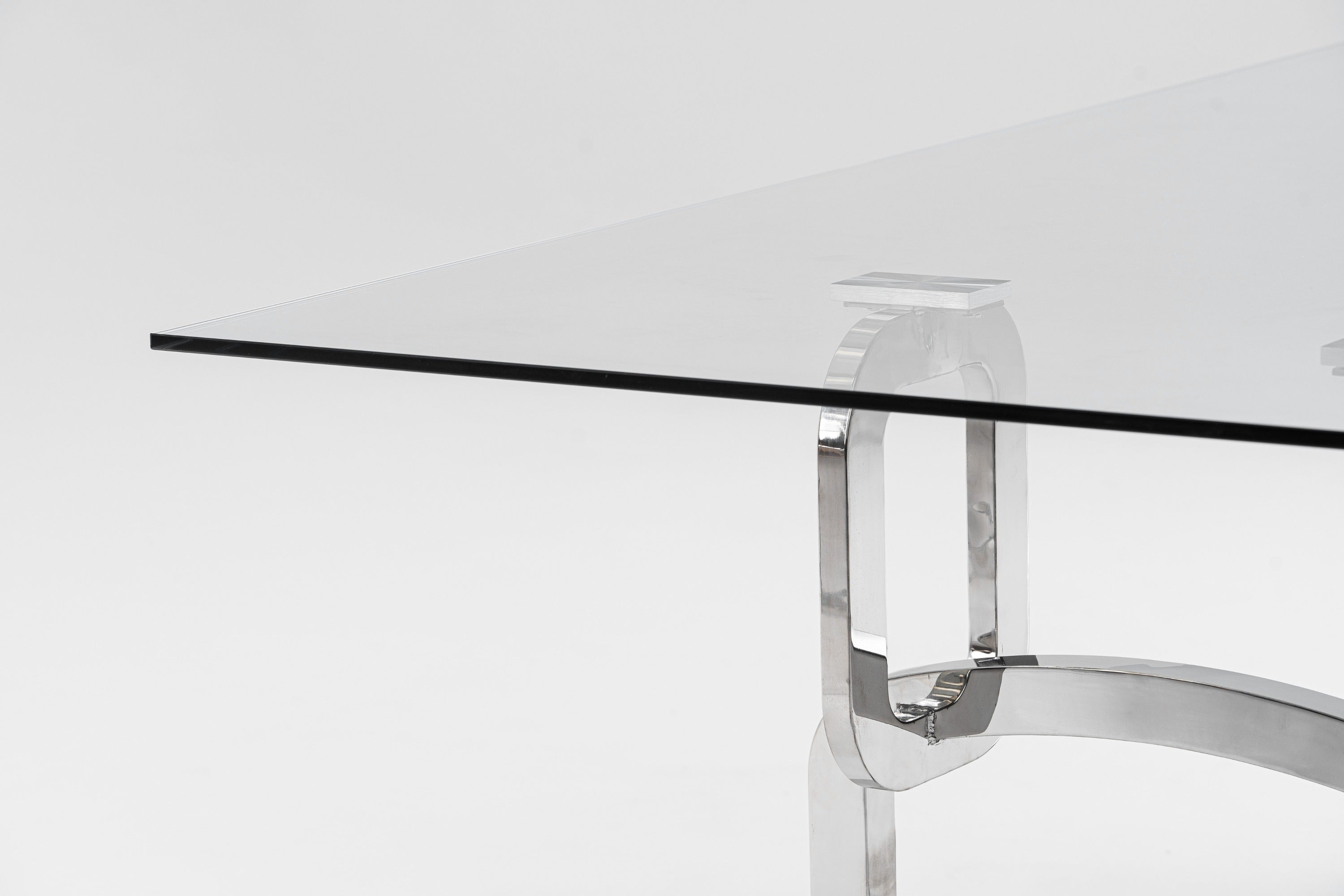 Modrest Adelaide Modern Stainless Steel & Glass Dining Table