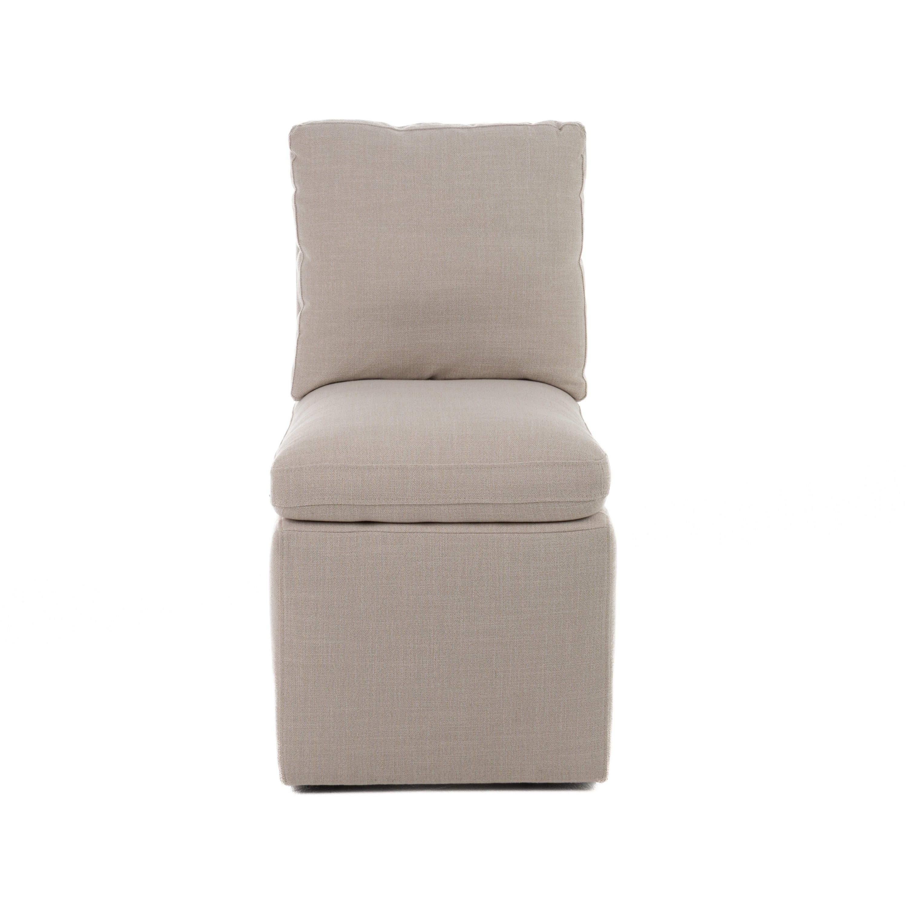 Modrest Adrian - Modern Beige Fabric Dining Chair w/ Castor Wheels