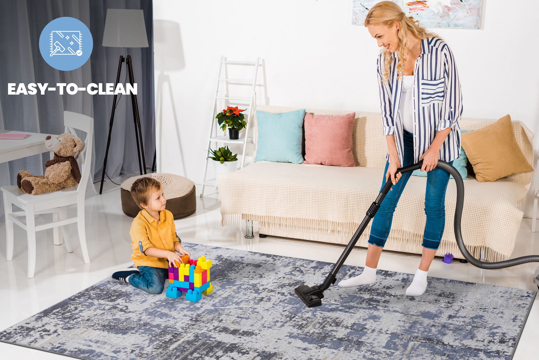 Payas - 6' X 9' Abstract Area Rug - Gray / Denim