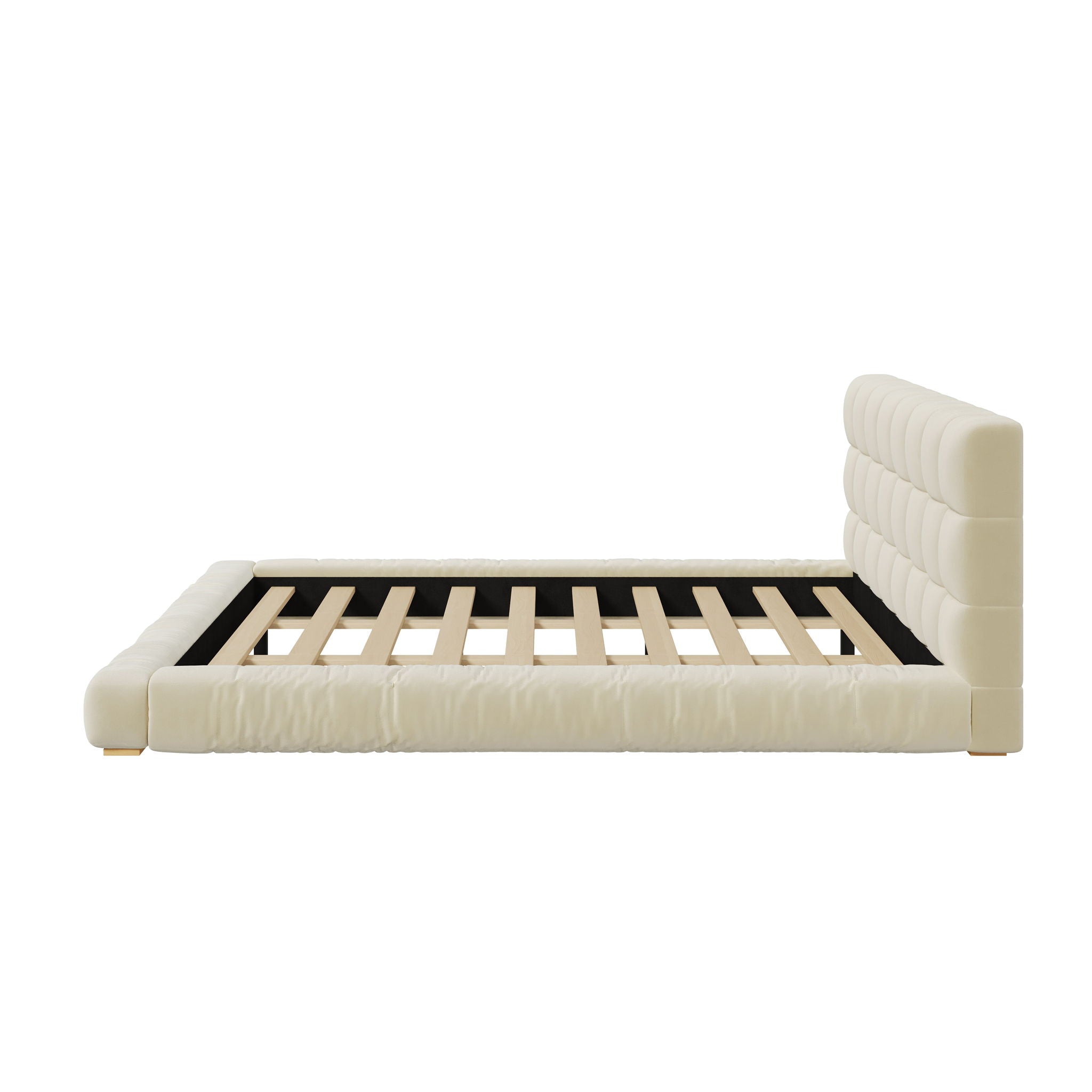 Upholstered Platform Bed Frame With Tufted Headboard