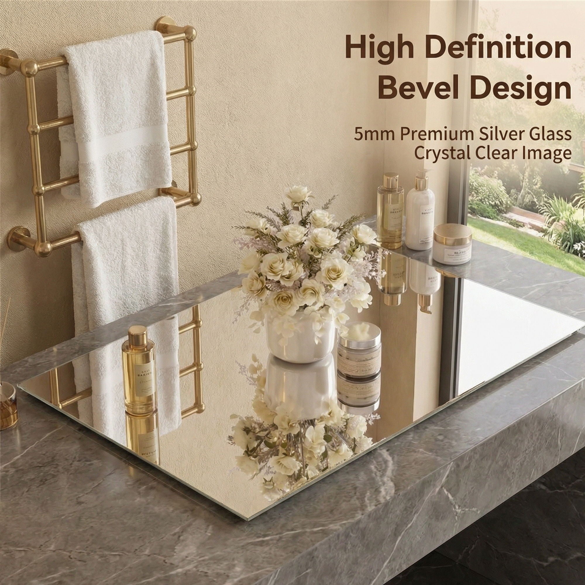 Asymmetrical Bathroom Wall Mirror - Silver