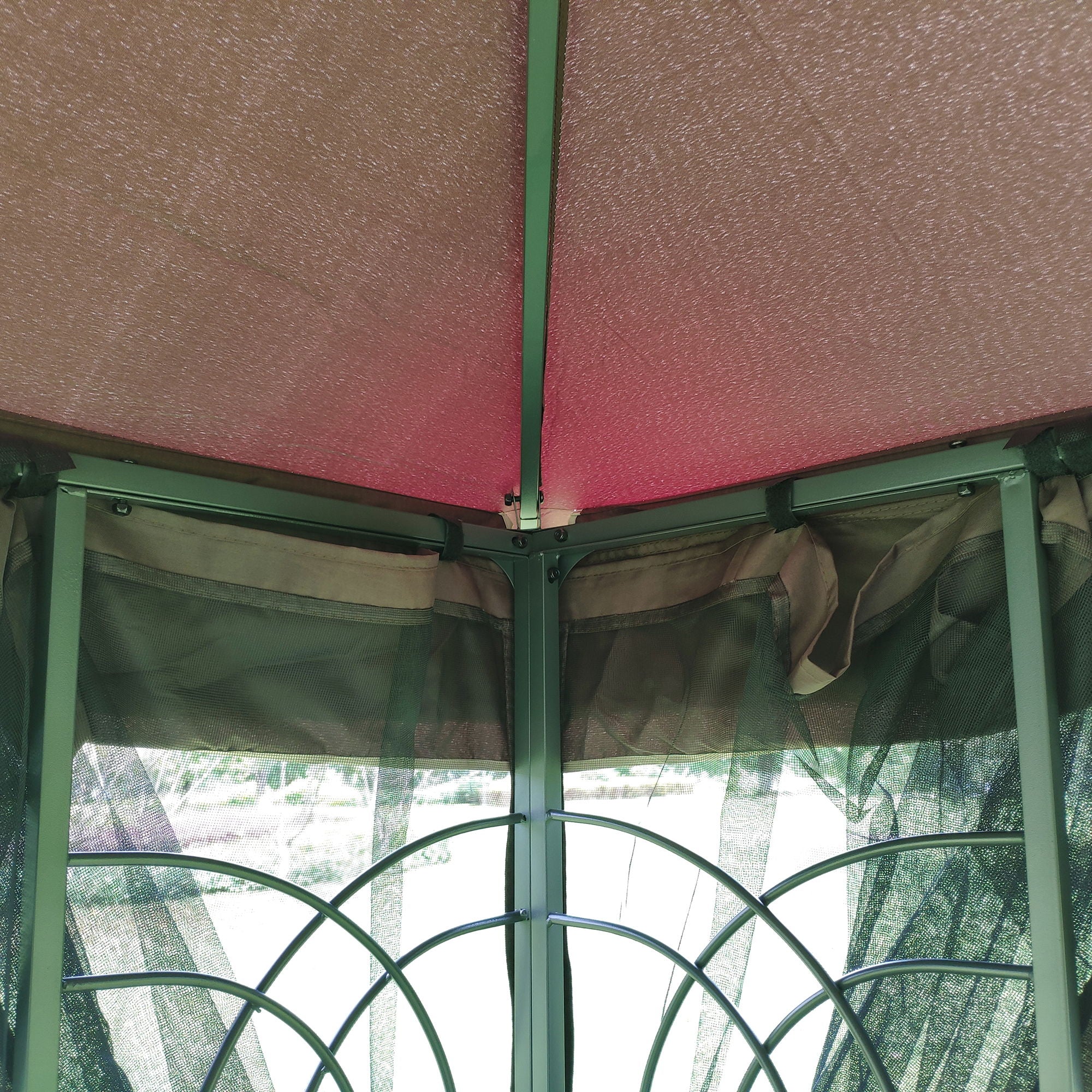13 0 Outdoor Patio Gazebo Canopy Tent With Ventilated Double Roof And Mosquito Net (Detachable Mesh Screen On All Sides) Suitable For Lawn Garden Backyard And Deck Top - Brown