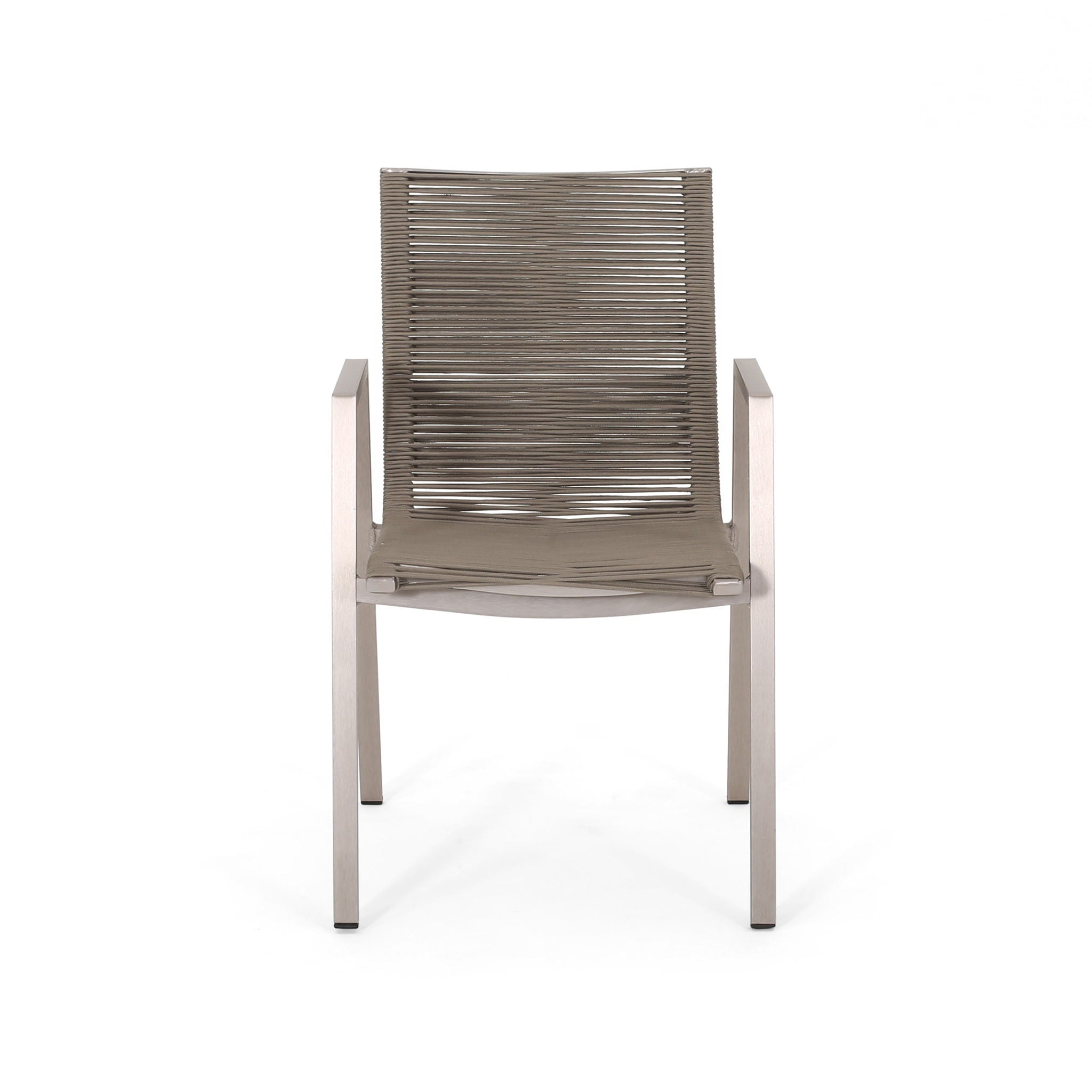 Outdoor Modern Aluminum Dining Chair Set With Rope Sea (Set of 2)