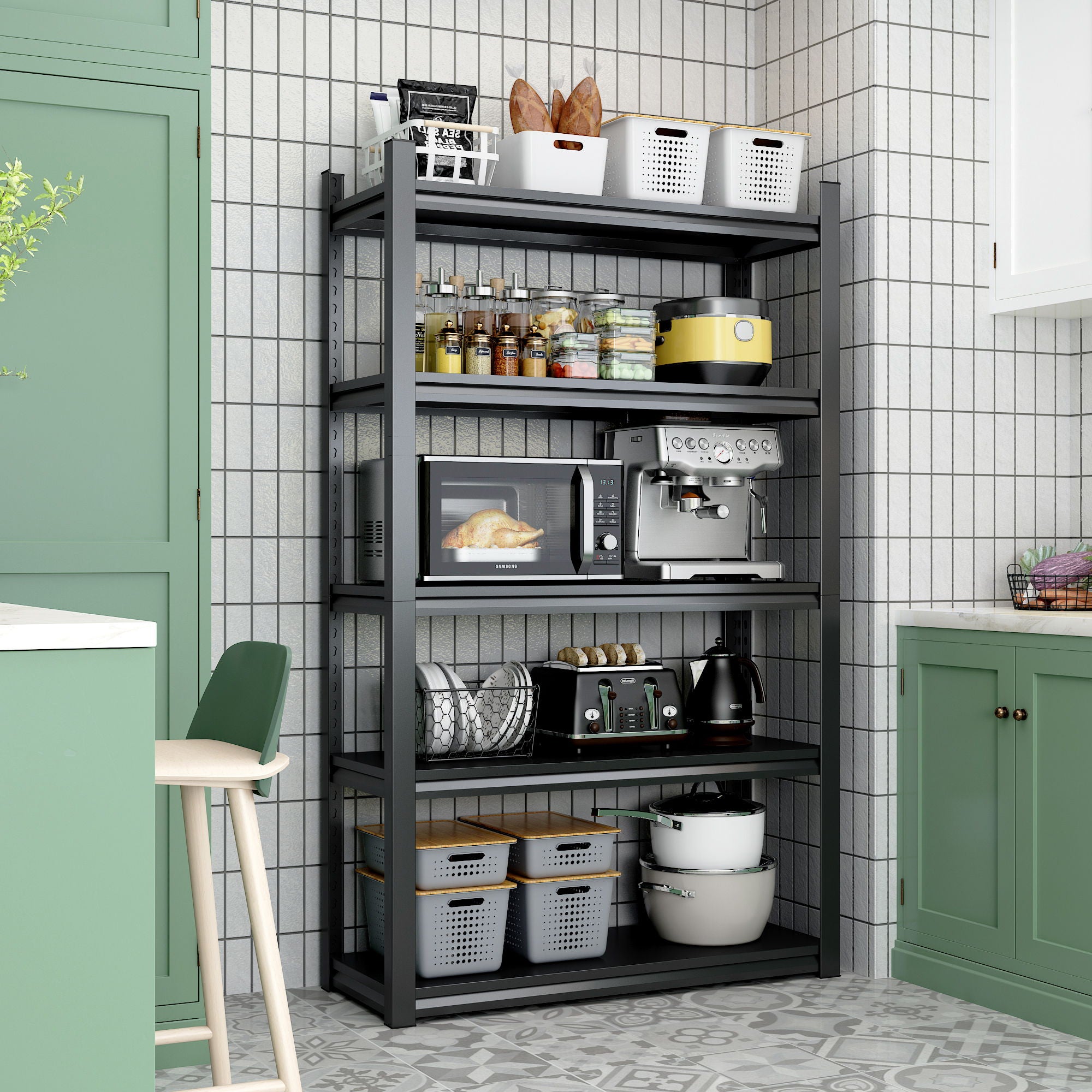 Industrial Heavy Duty Metal Garage Shelving Unit, Adjustable Storage Rack