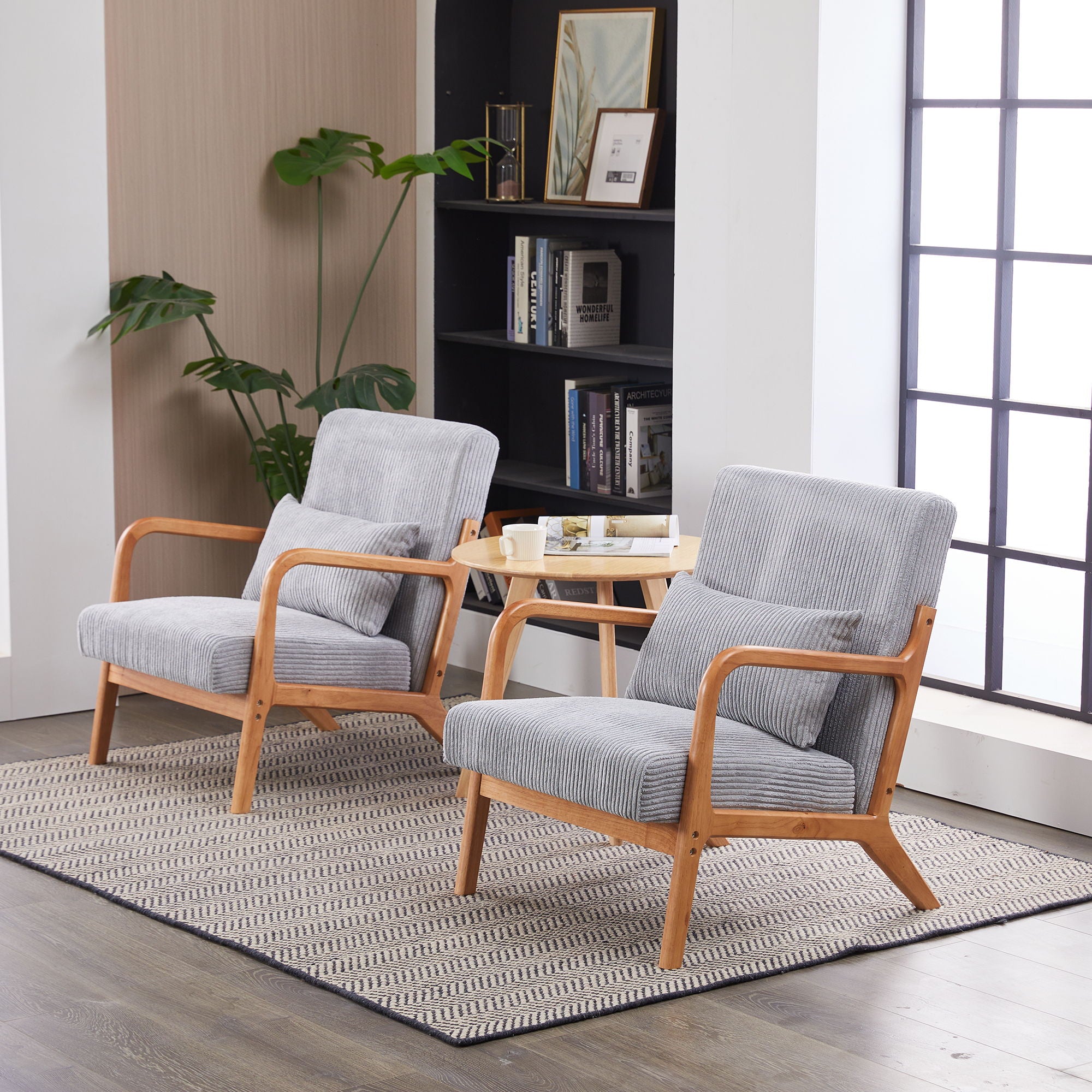 Accent Arm Chair With Pillow Upholstered