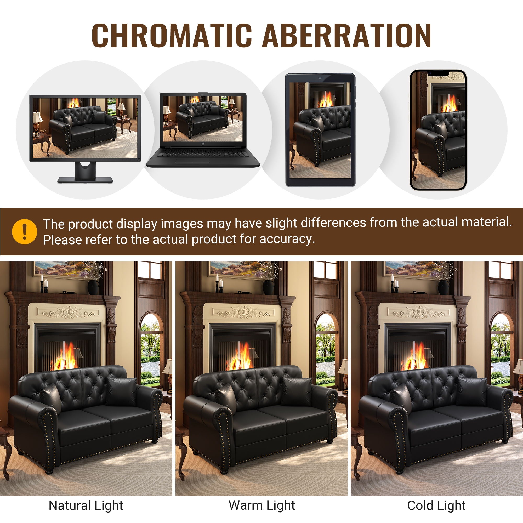 Upholstered Sofa With Nailhead Trim, Rolled Armrests With Ottoman