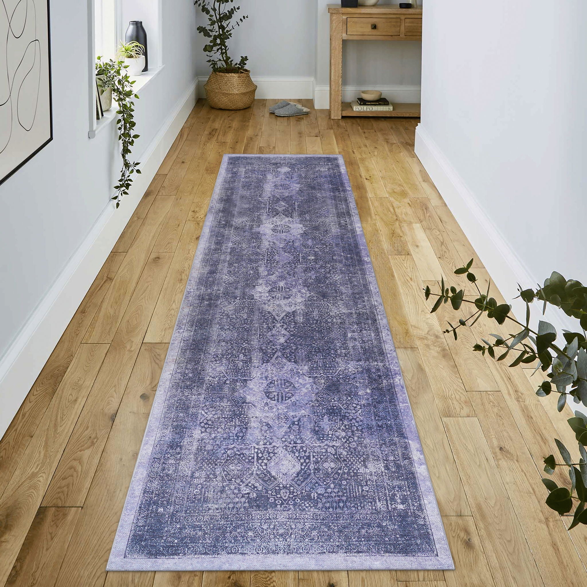 Maval - 2'6'' X 10' Washable Runner Rug - Anthracite