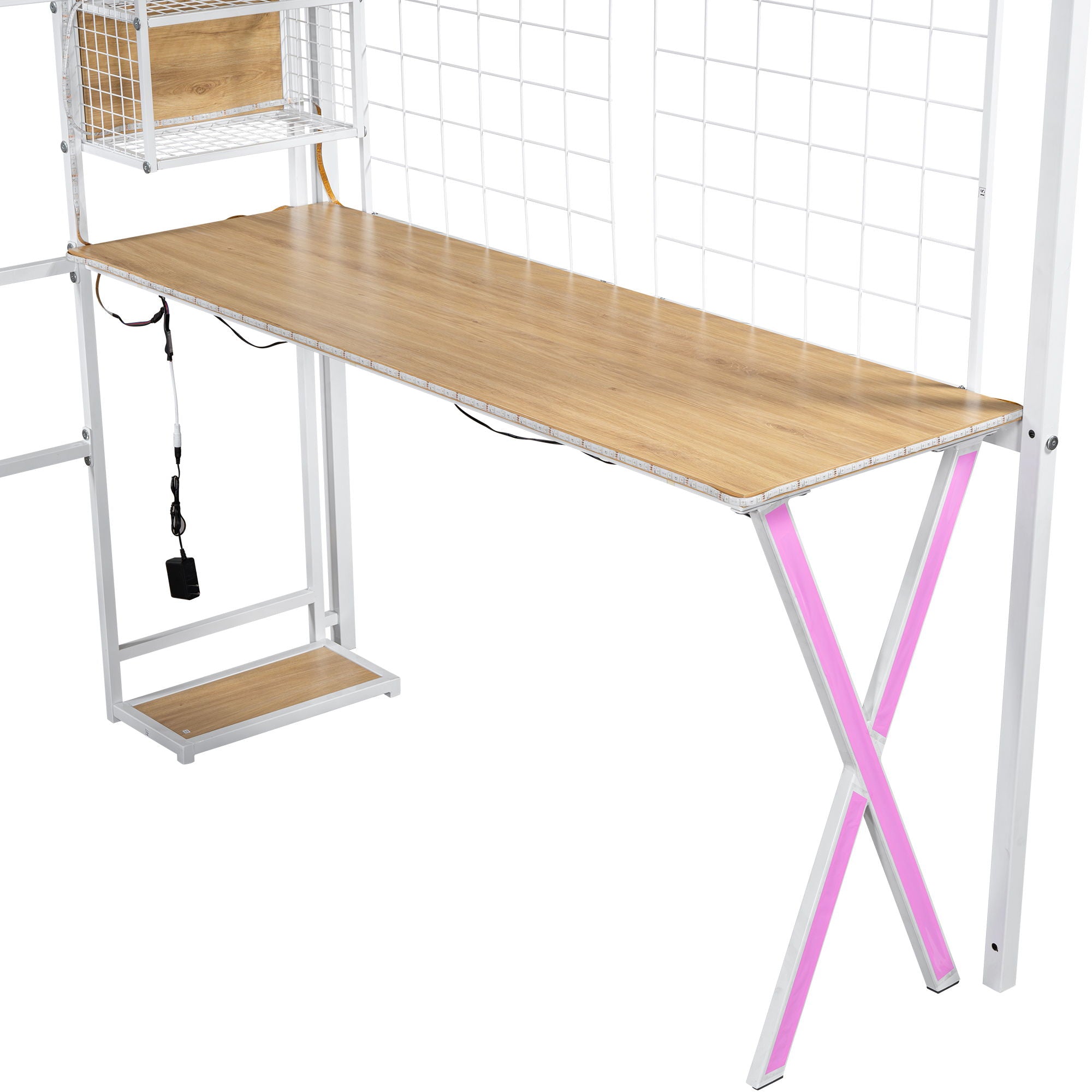 Loft Bed With Built In Work Station, Wardrobe, Storage Staircase And LED
