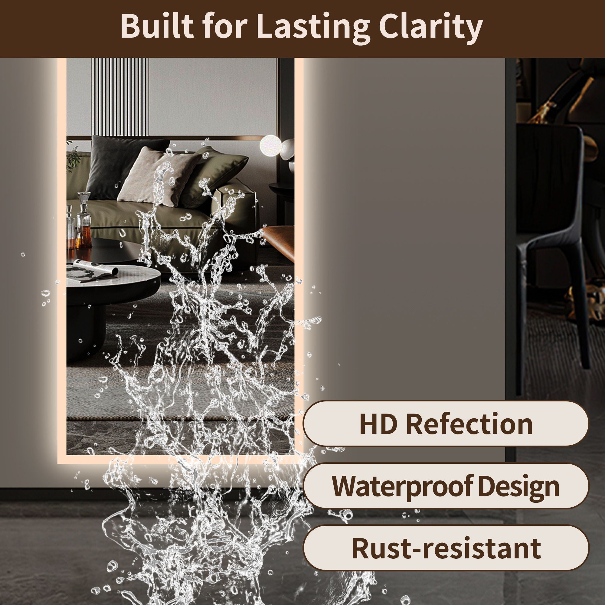 LED Full Length Wall Mirror With Symmetrical Arch Design, Dimmable 3 Color Temperature Lighting - Silver
