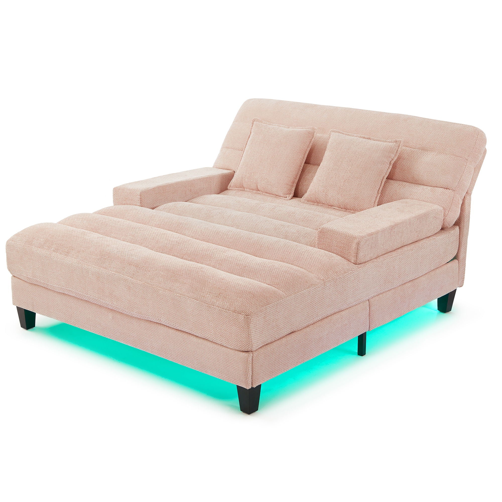 Chaise Bed Lounge Sofa Chair With Adjustable Backrest And LED Light Strip