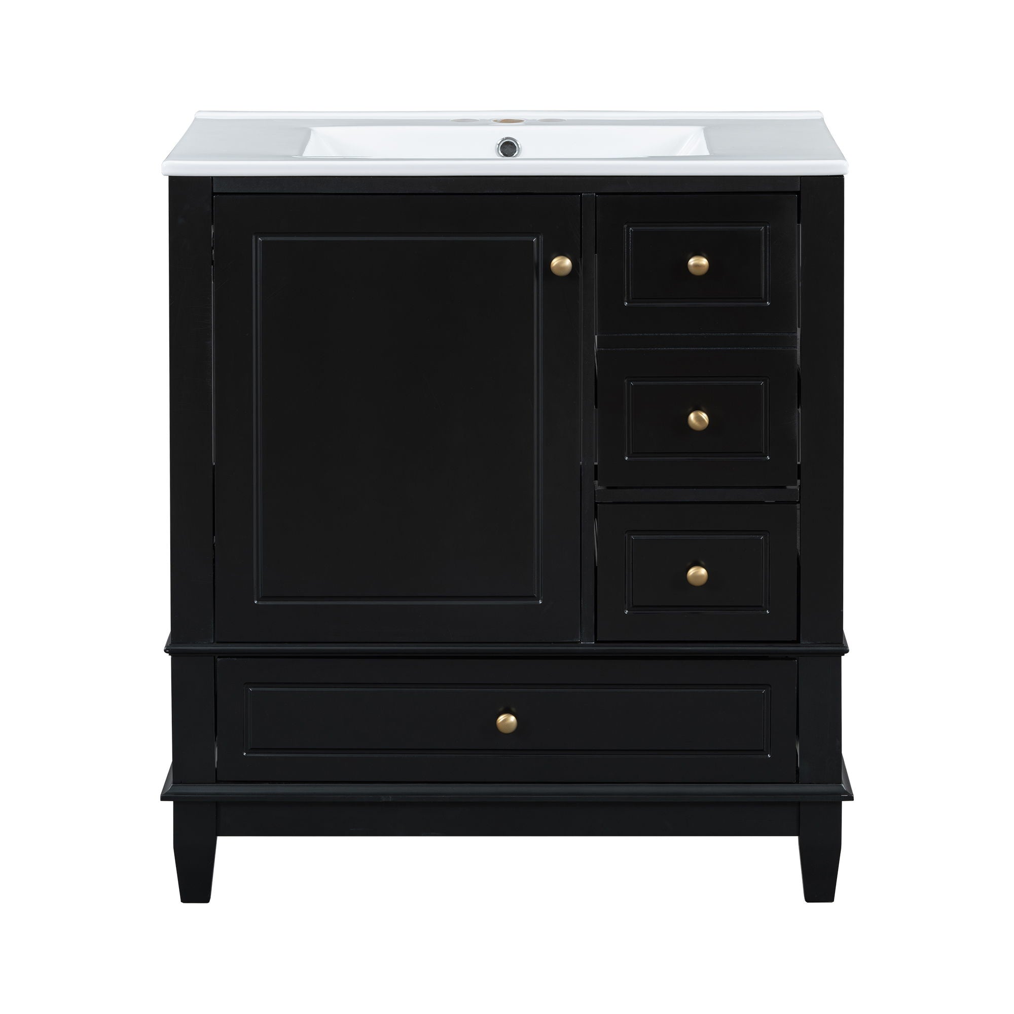 Freestanding Bathroom Vanity With Sink, Soft Close Door, 3 Drawers