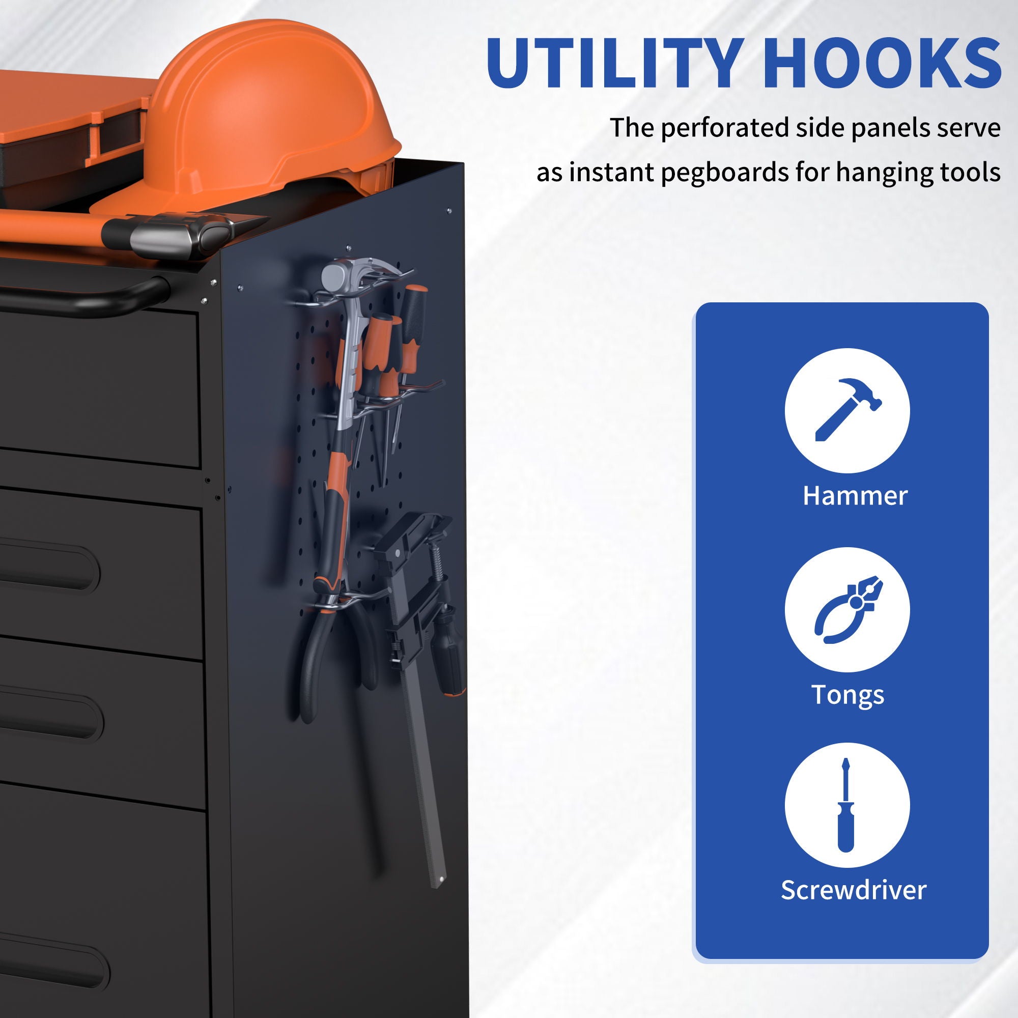 Rolling Tool Cabinet Heavy Duty Garage Storage With Lockable Doors & Drawers