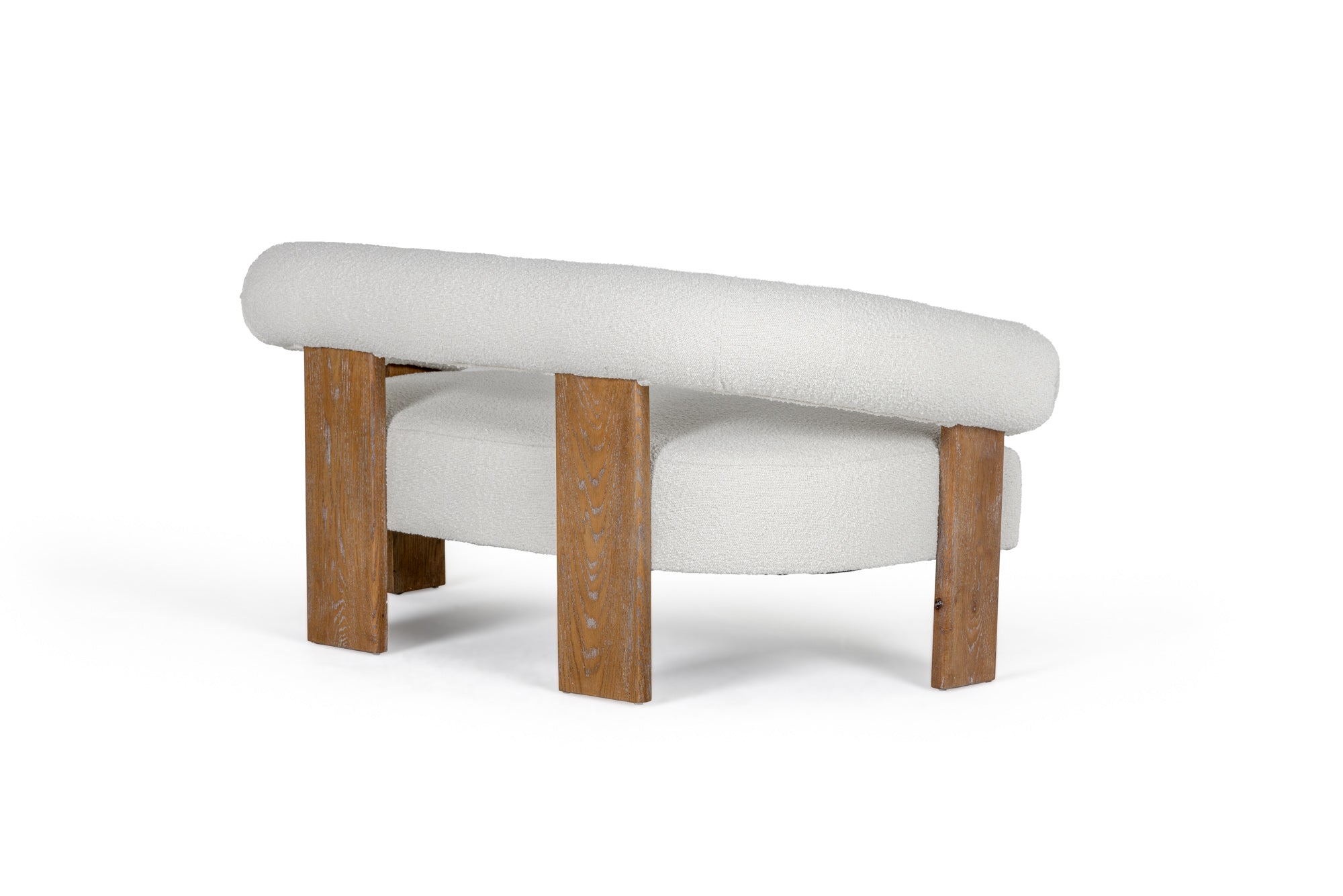 Modrest Aledo - Modern Off-White Fabric + Oak Loveseat