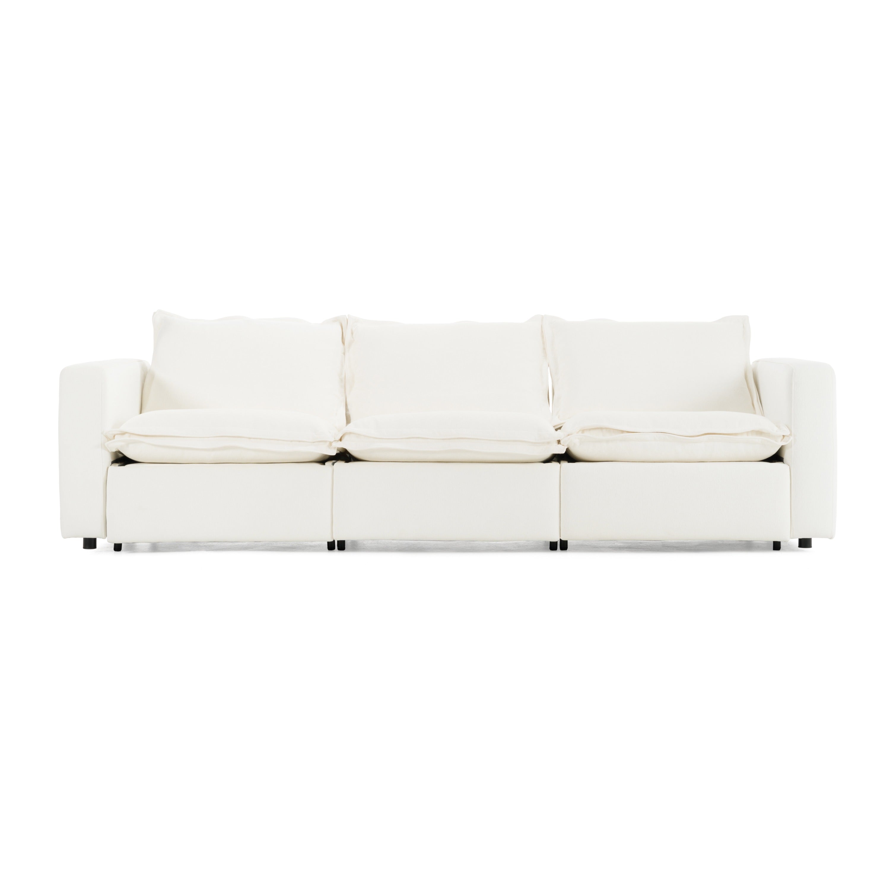 Divani Casa Almagre - Modern White Fabric Sofa w/ 3 Electric Recliners