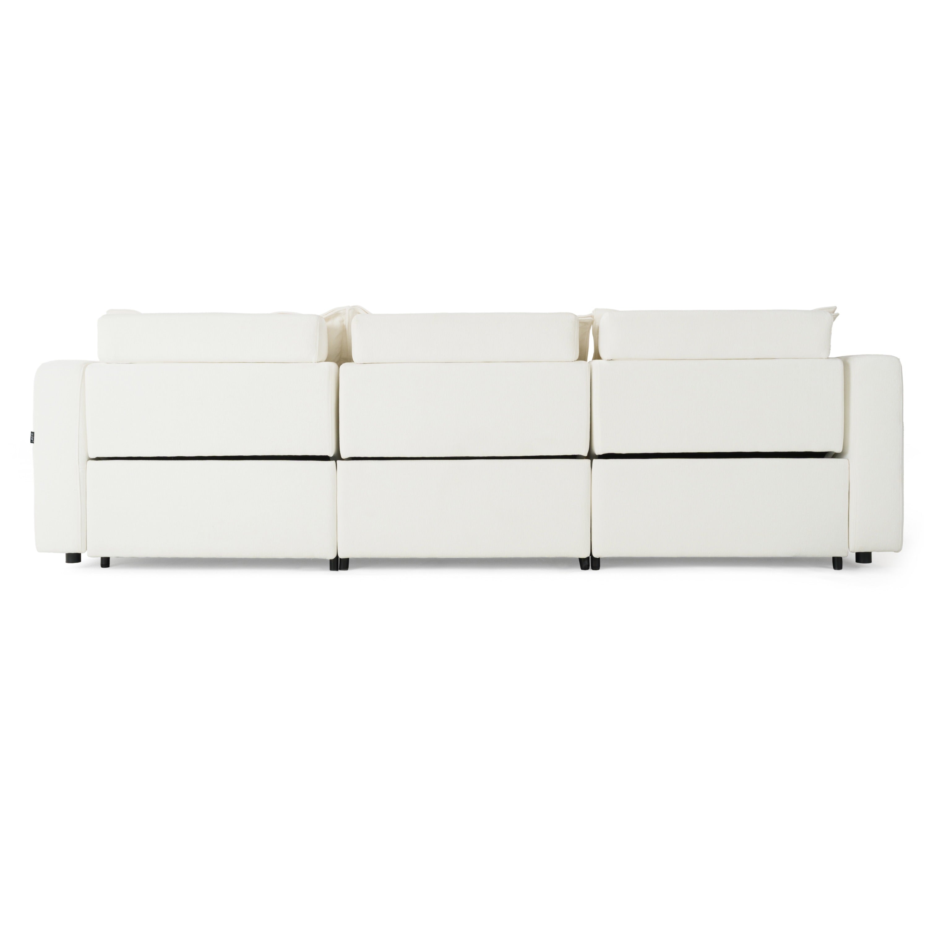 Divani Casa Almagre - Modern White Fabric Sofa w/ 3 Electric Recliners